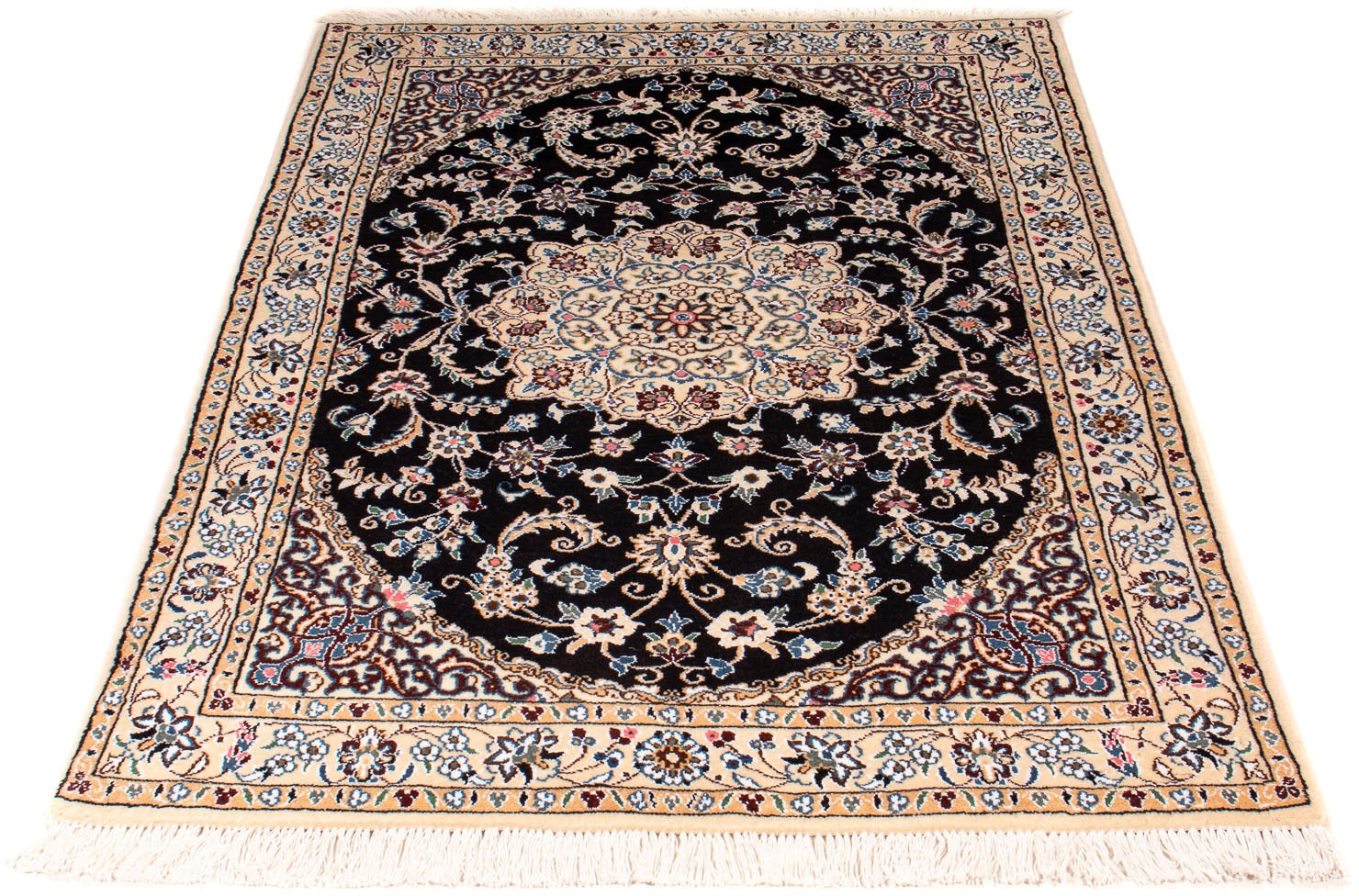 morgenland Orientteppich "Perser - Nain - Royal - 156 x 98 cm - dunkelblau", rechteckig, 10 mm Höhe, Wohnzimmer, Handgek