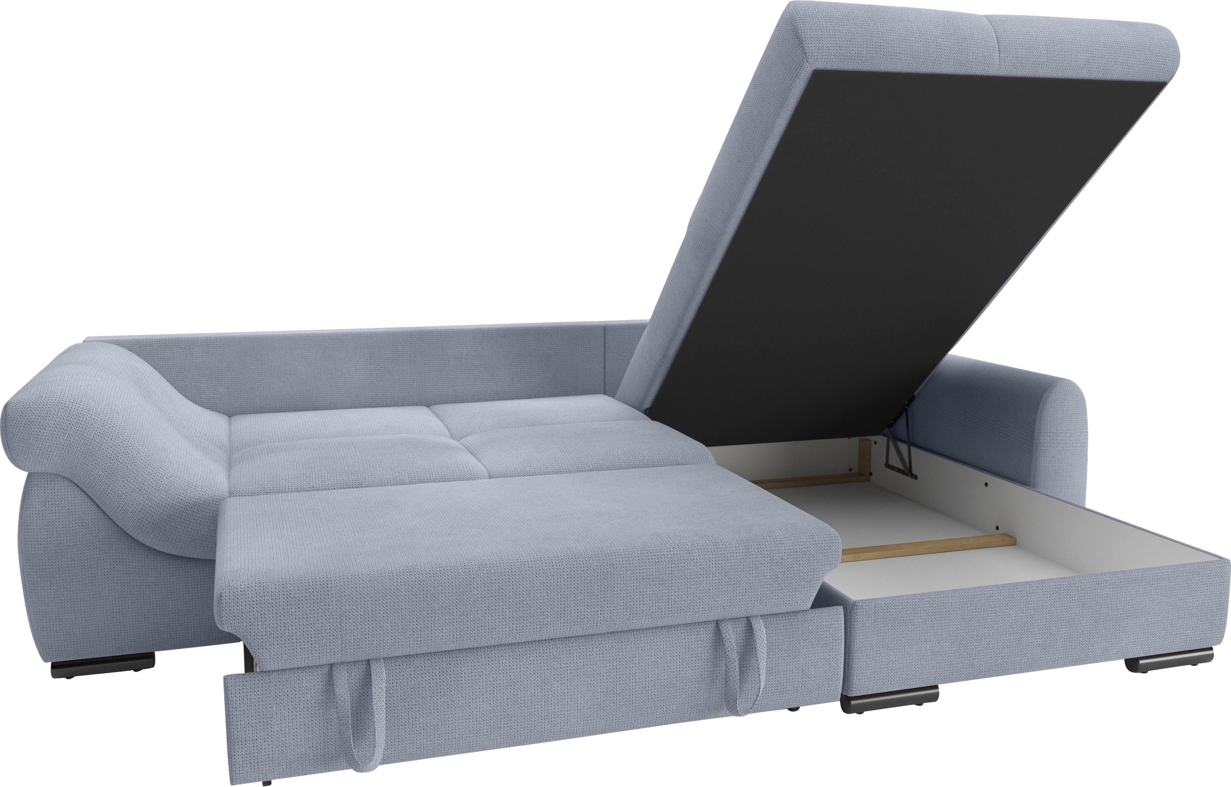 Mr. Couch Ecksofa »Livorno DuraFlex L-Form«, inkl. Hochschläfer-Bettauszug, XL-Bettkasten weiß beschichtet