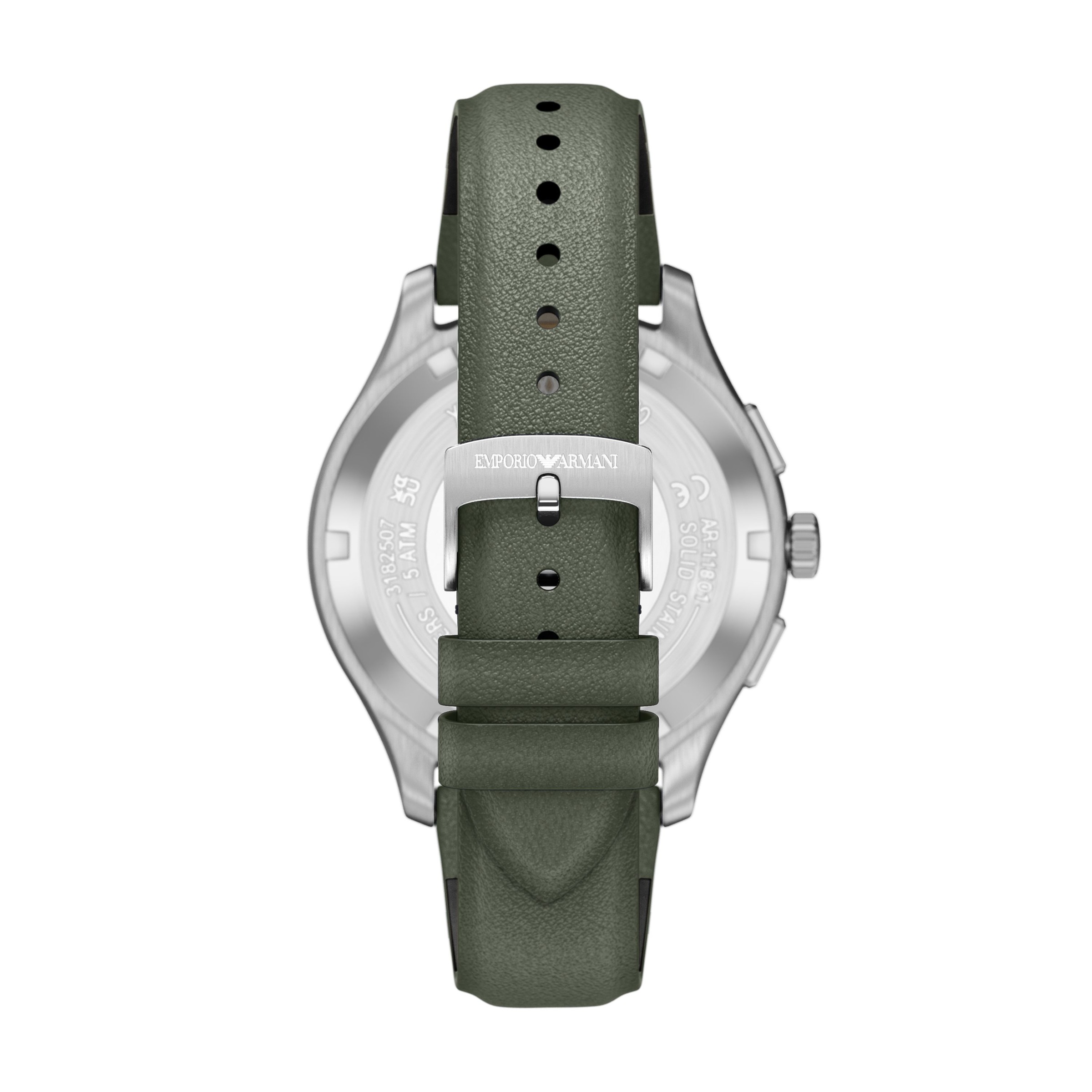 Emporio Armani Chronograph Quarzuhr, Armbanduhr, Lederarmband, analog, Tag, Stoppfunktion