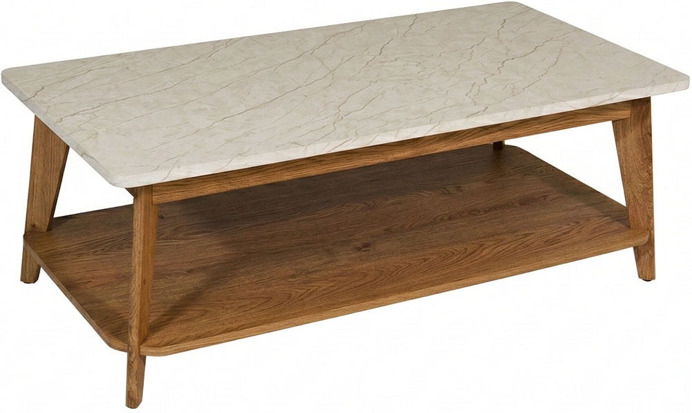 Jahnke Couchtisch "SIXTY COFFEE" Couchtisch, 2 Ebenen, Skandi, Eiche-Optik & Marmor-Look, Breite:110 cm