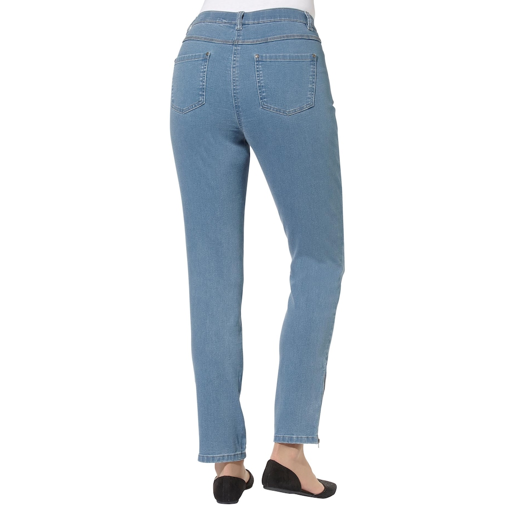 Damenmode Jeans Inspirationen Bequeme Jeans, (1 tlg.) blue-bleached