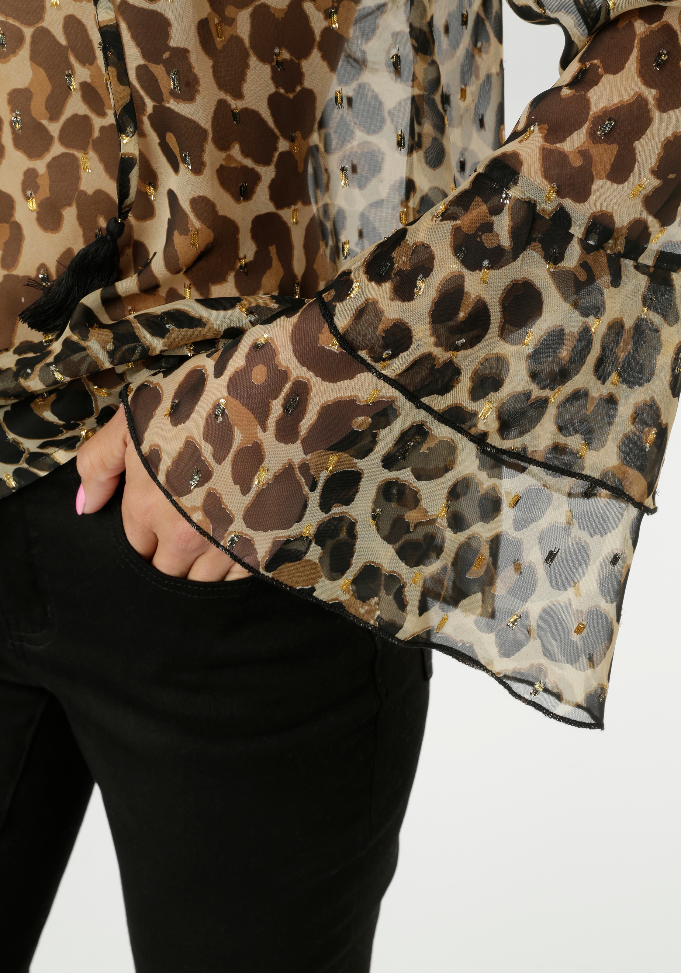 Aniston SELECTED Chiffonbluse, im modischen Animal-Print mit Glanzgarn - NEUE KOLLEKTION