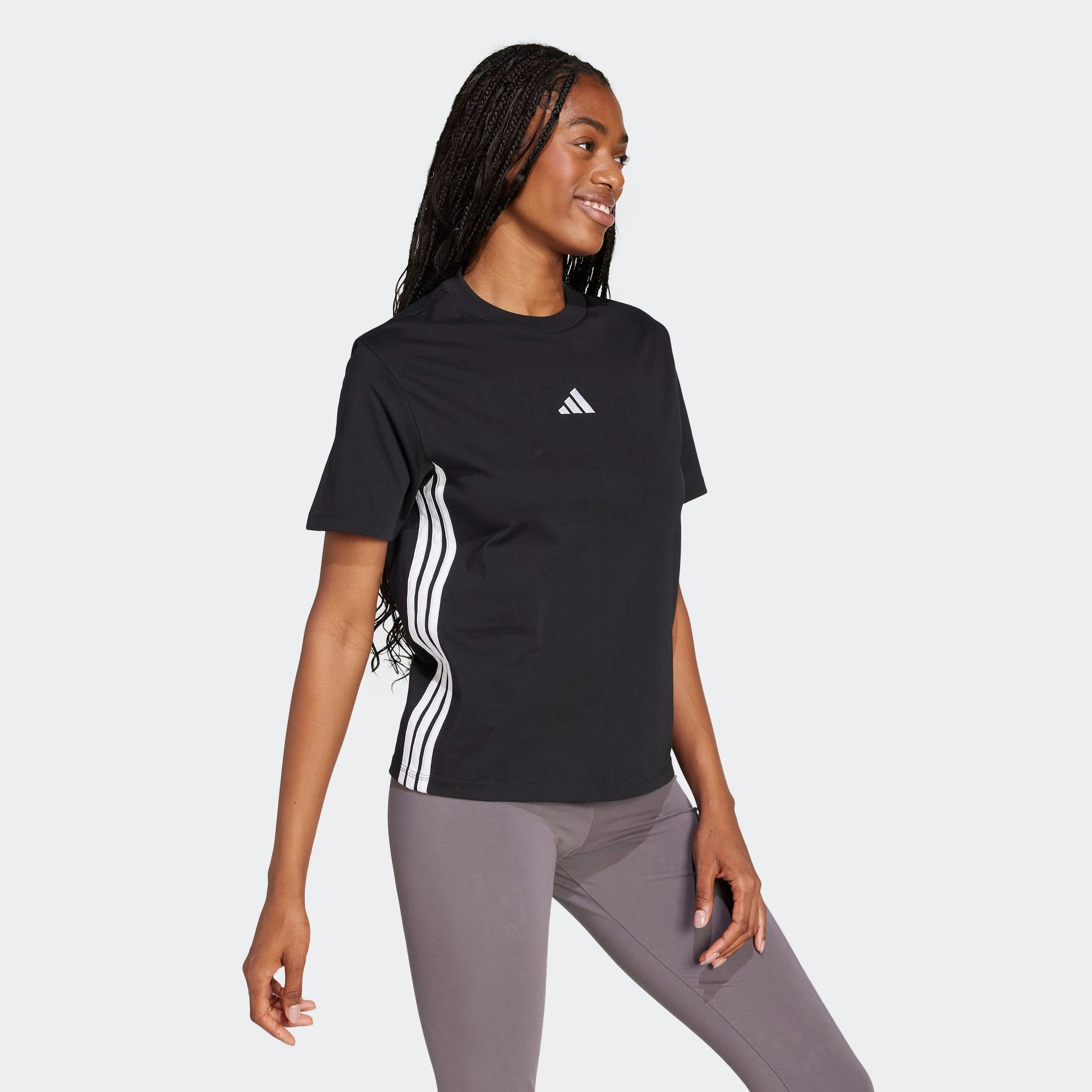 adidas Sportswear T-Shirt "ESSENTIALS 3-STREIFEN COTTON" sportlicher Stil, mit Rundhalsausschnitt, ohne Verschluss