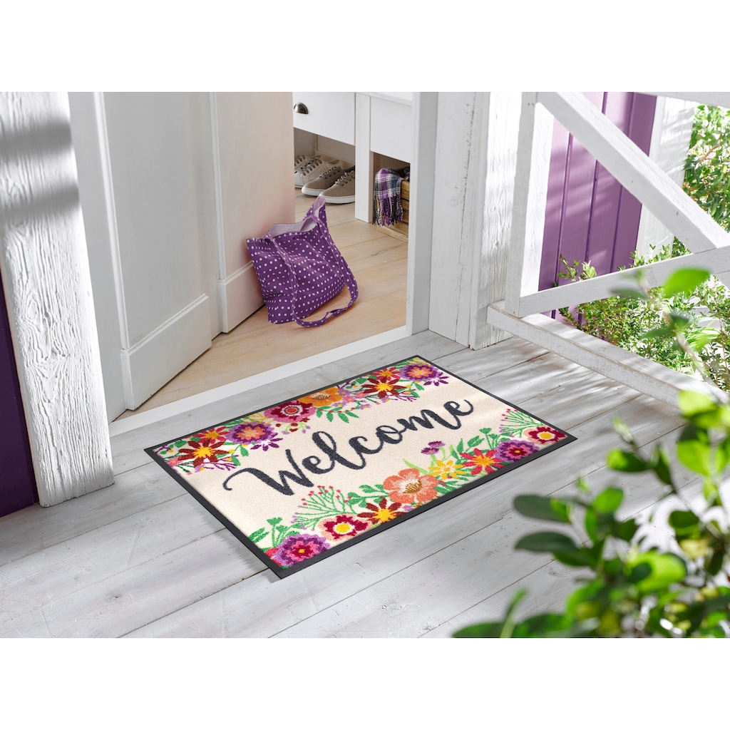 wash+dry by Kleen-Tex Fußmatte »Welcome Blooming«, rechteckig