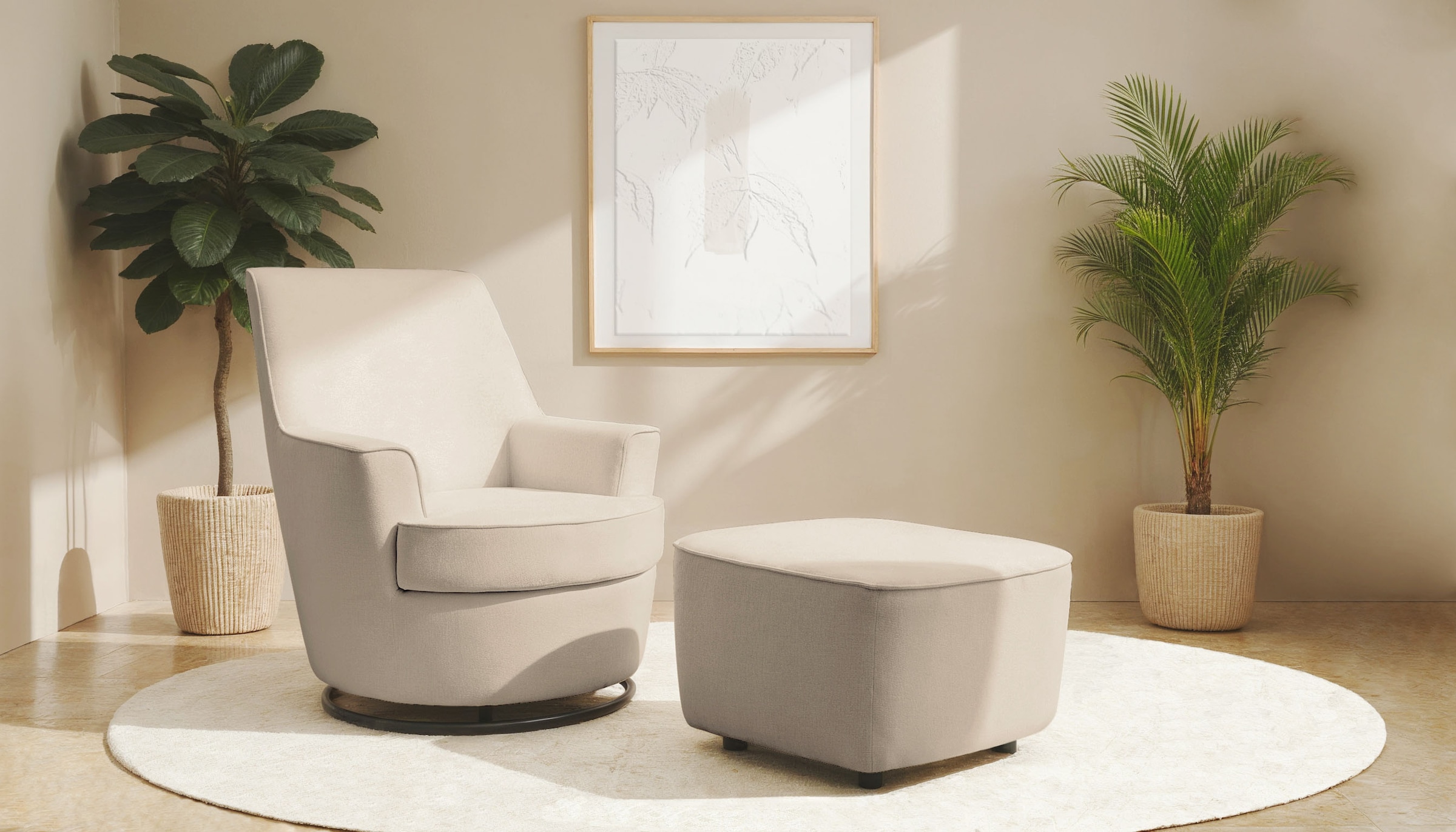 Home affaire Drehsessel "HETTY, Drehsessel mit Wippfunktion und Hocker; Les günstig online kaufen