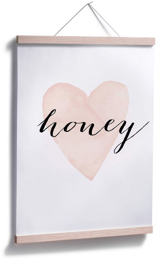Wall-Art Poster »Herz Honig Schriftzug Honey«, Schriftzug, (1 St.), Poster,  Wandbild, Bild, Wandposter bestellen | BAUR