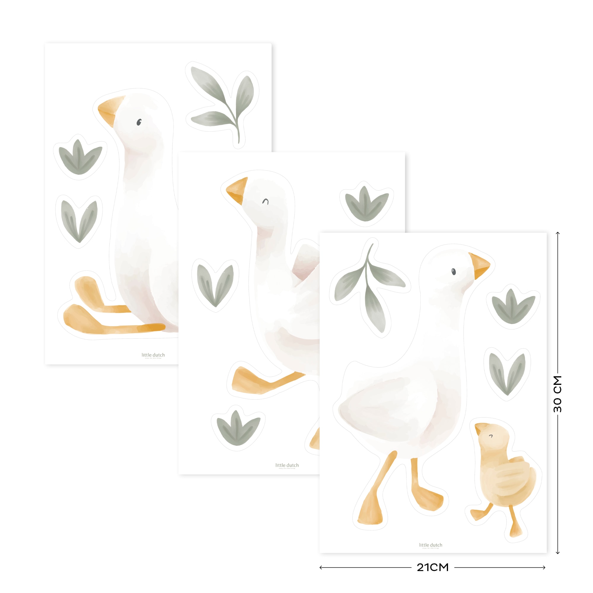 LITTLE DUTCH Wandtattoo »Wandsticker Set Little Goose A4 (3x St.)« 3x A4-Format