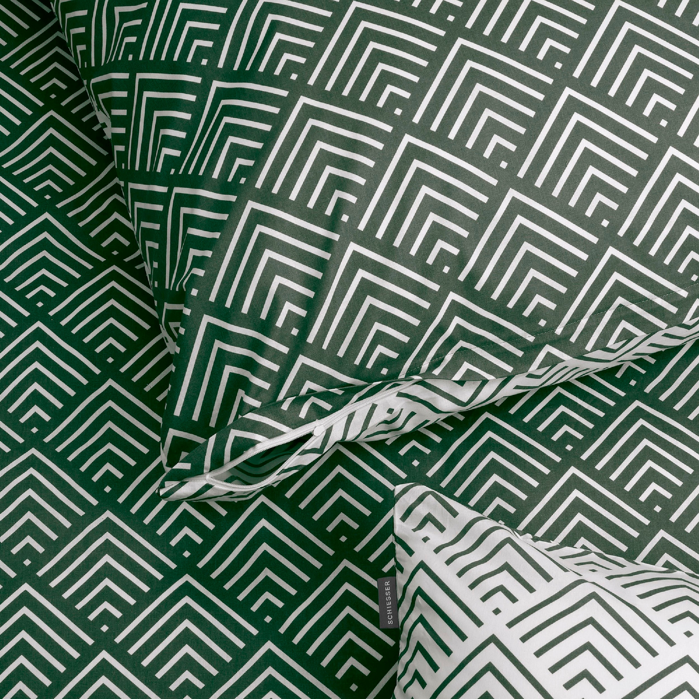 Schiesser Wendebettwäsche »Mabel aus weicher Baumwolle mit schlichtem Grafikprint«, (2 tlg.), MADE IN GREEN by OEKO-TEX®-zertifiziert