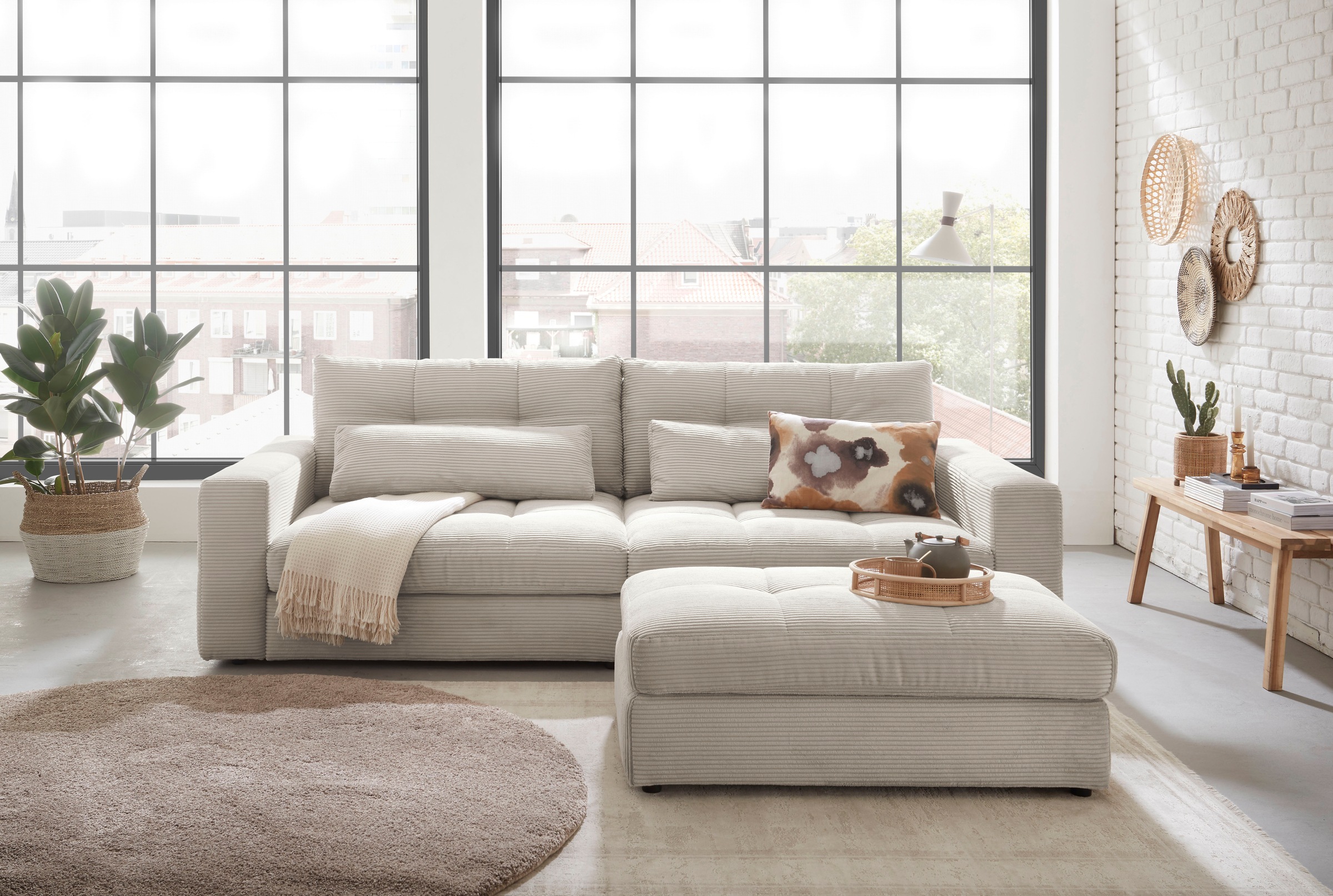 ED EXCITING DESIGN Hocker »Jasper im aktuellen Cord Bezug, B/T 110/70cm«