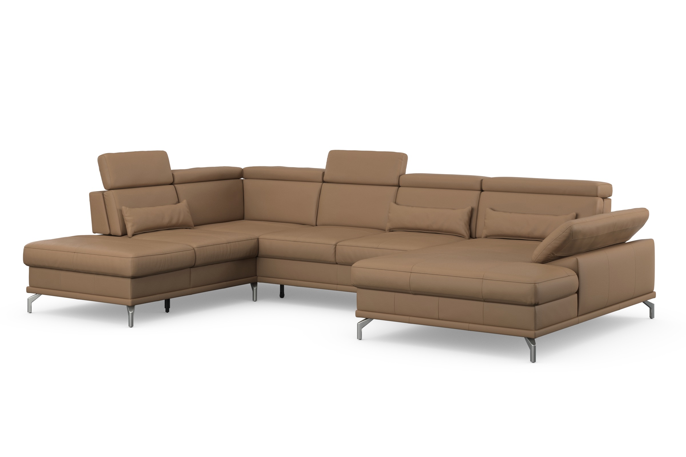 sit&more Wohnlandschaft »Cabrio U-Form, mit Sitztiefenverstellung, Arm- und Kopfteilverstellung«, 3 Nierenkissen, Federkern, optional Bettfunktion und Stauraum