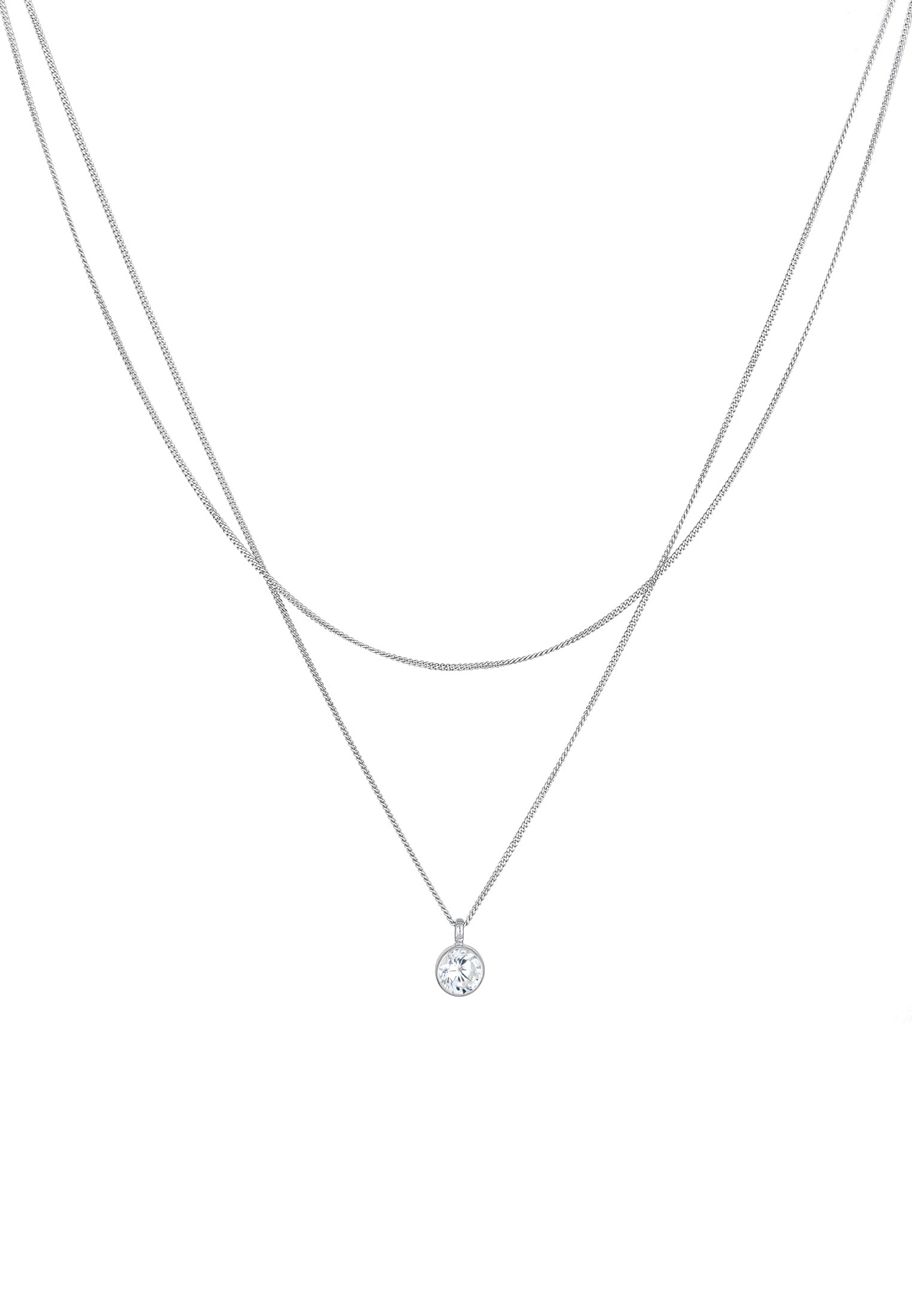Elli Silberkette »Halskette 2-lagig Layer Zirkonia Solitär 925 Silber«