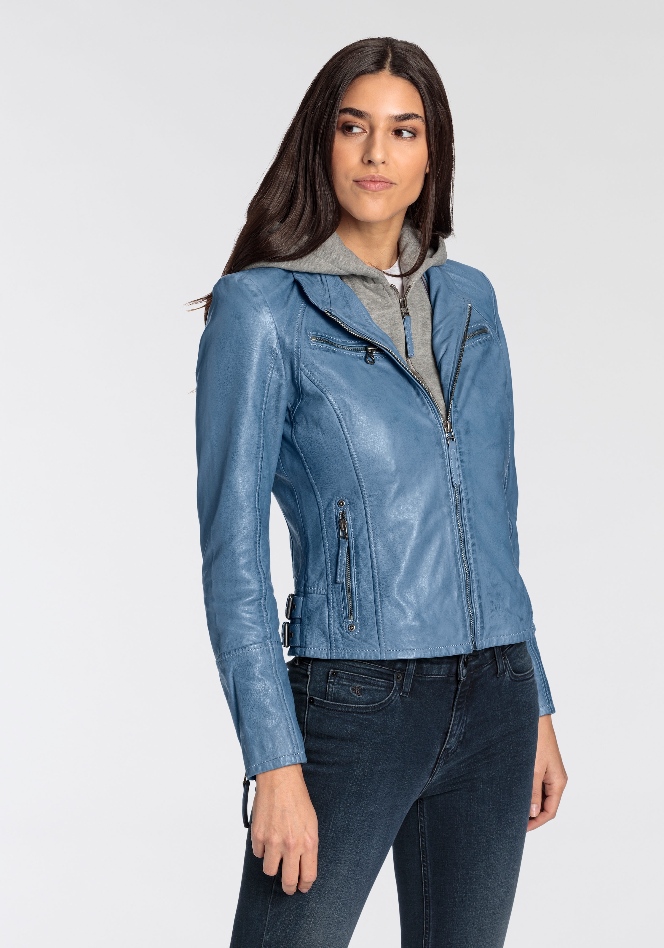 Mauritius Lederjacke "NOLA", mit Kapuze, Two-in-One Style - mit abnehmbarer günstig online kaufen