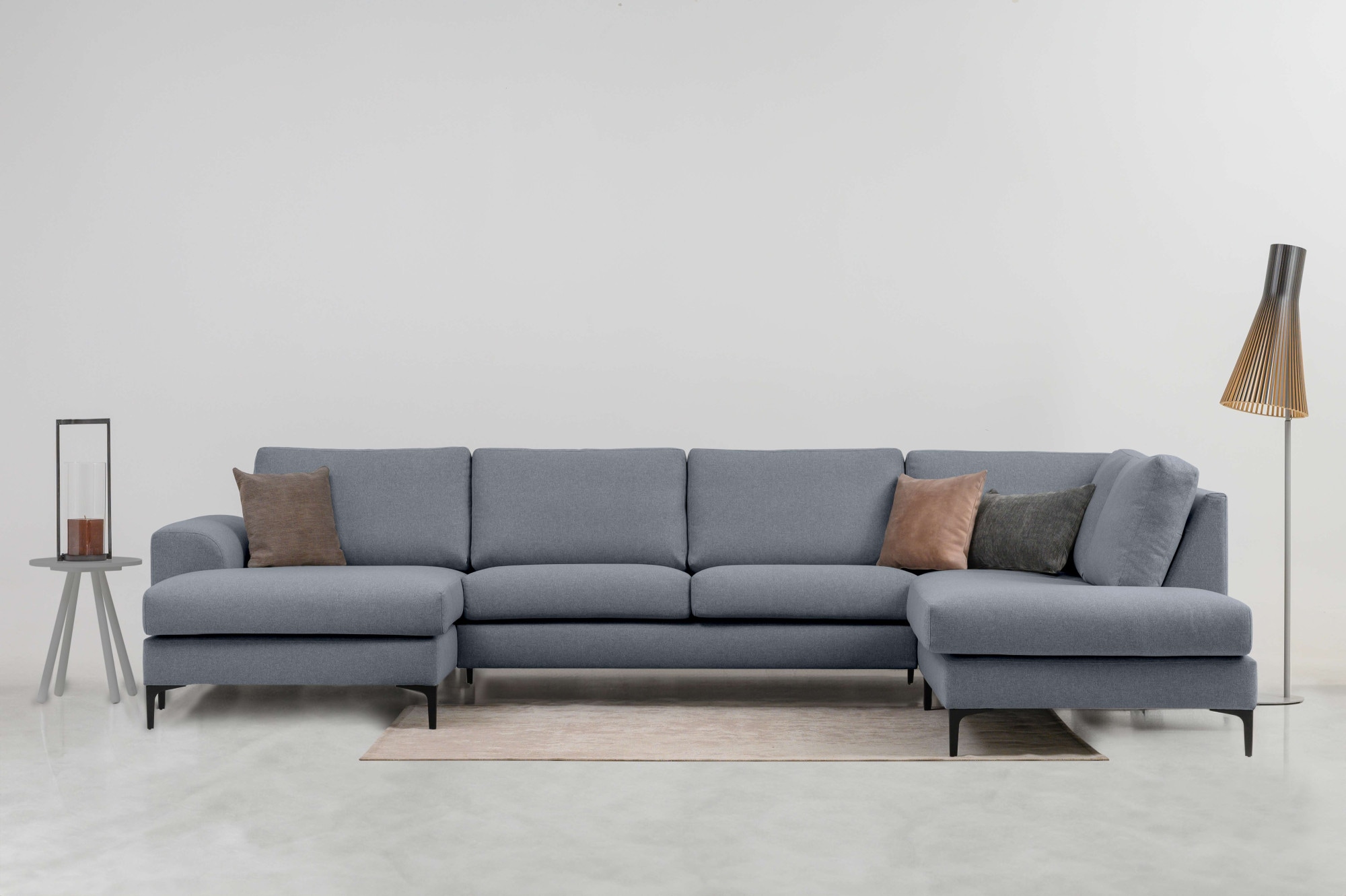 OTTO home Wohnlandschaft "Henry, U-Form, Breite 363 cm" mit Metallbeinen, Wellenunterfederung, wasserabweisender Stoff