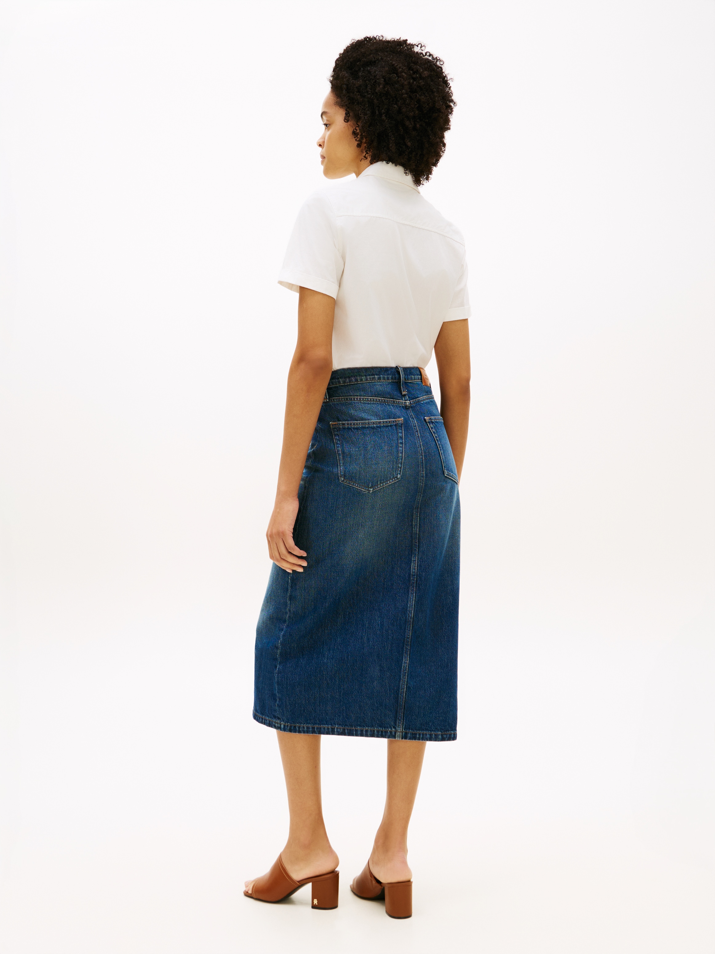 Tommy Hilfiger Jeansrock »DNM NATE MIDI STRAIGHT SKIRT HW« mit hohem Bund