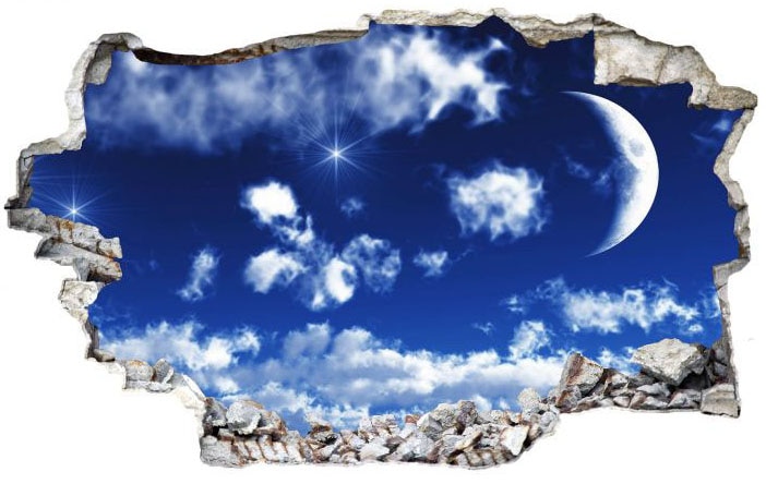 Wall-Art Wandtattoo »Wolken Sticker Himmel«, St.) | BAUR Mond 3D (1 kaufen