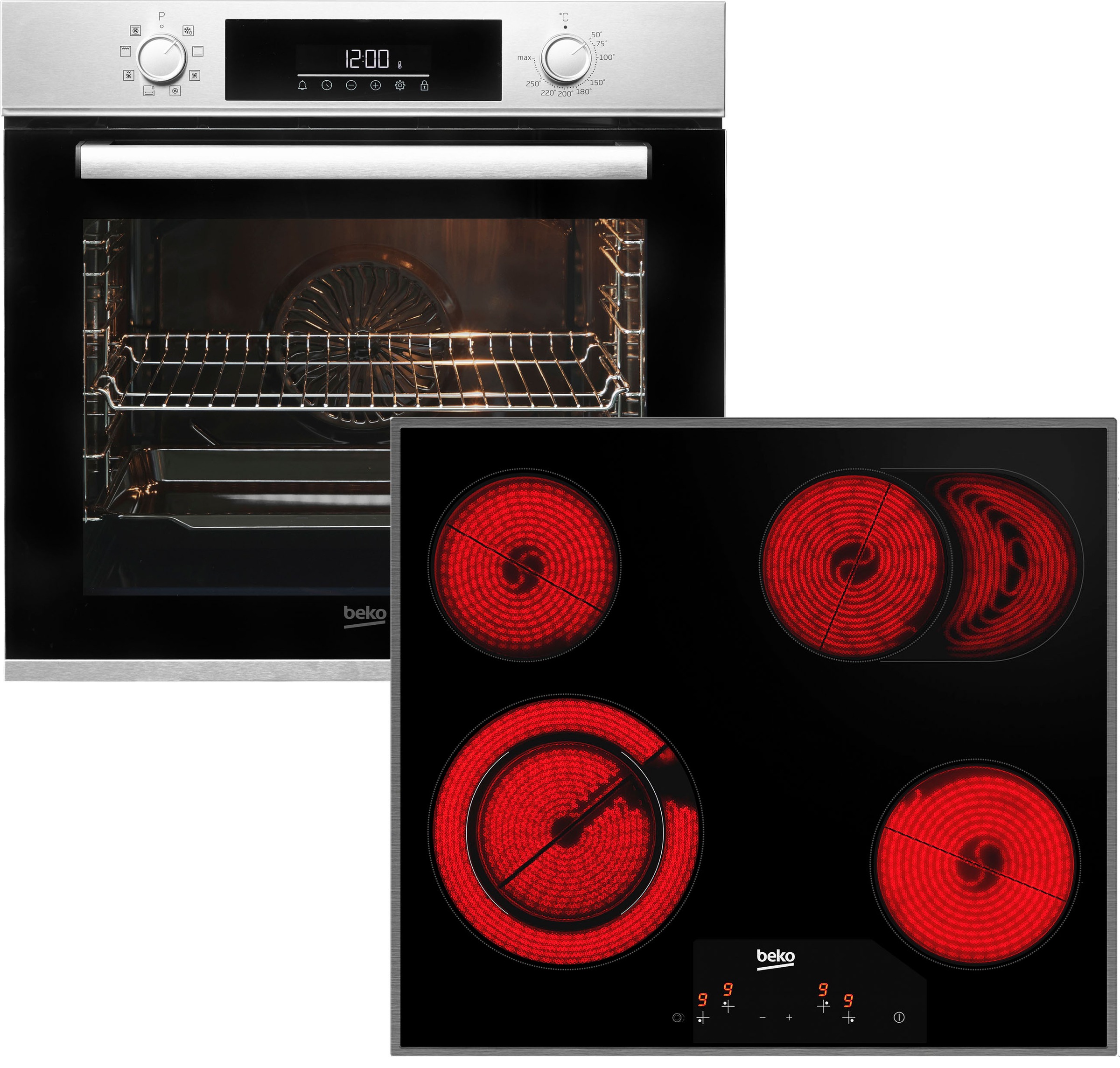 BEKO Backofen-Set "BBSM12320X", silber, Herdsets, Gleichmäßige Heißluft für perfekte Ergebnisse dank Aeroperfect