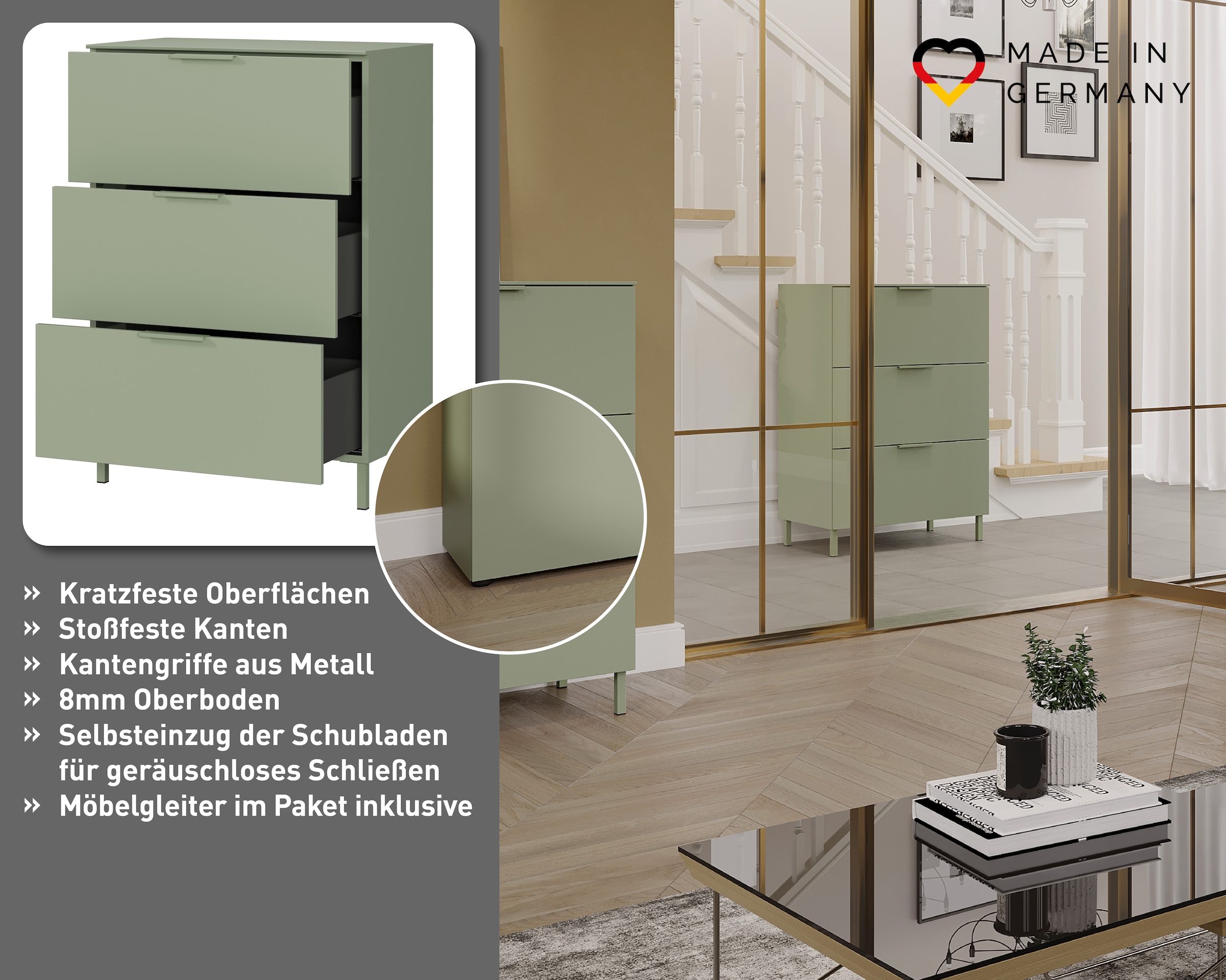 GERMANIA Kommode »Savoca« 1 Stk. tlg. Breite 68 cm, Soft-close, 2 Fußvarianten inkl., Made in Germany