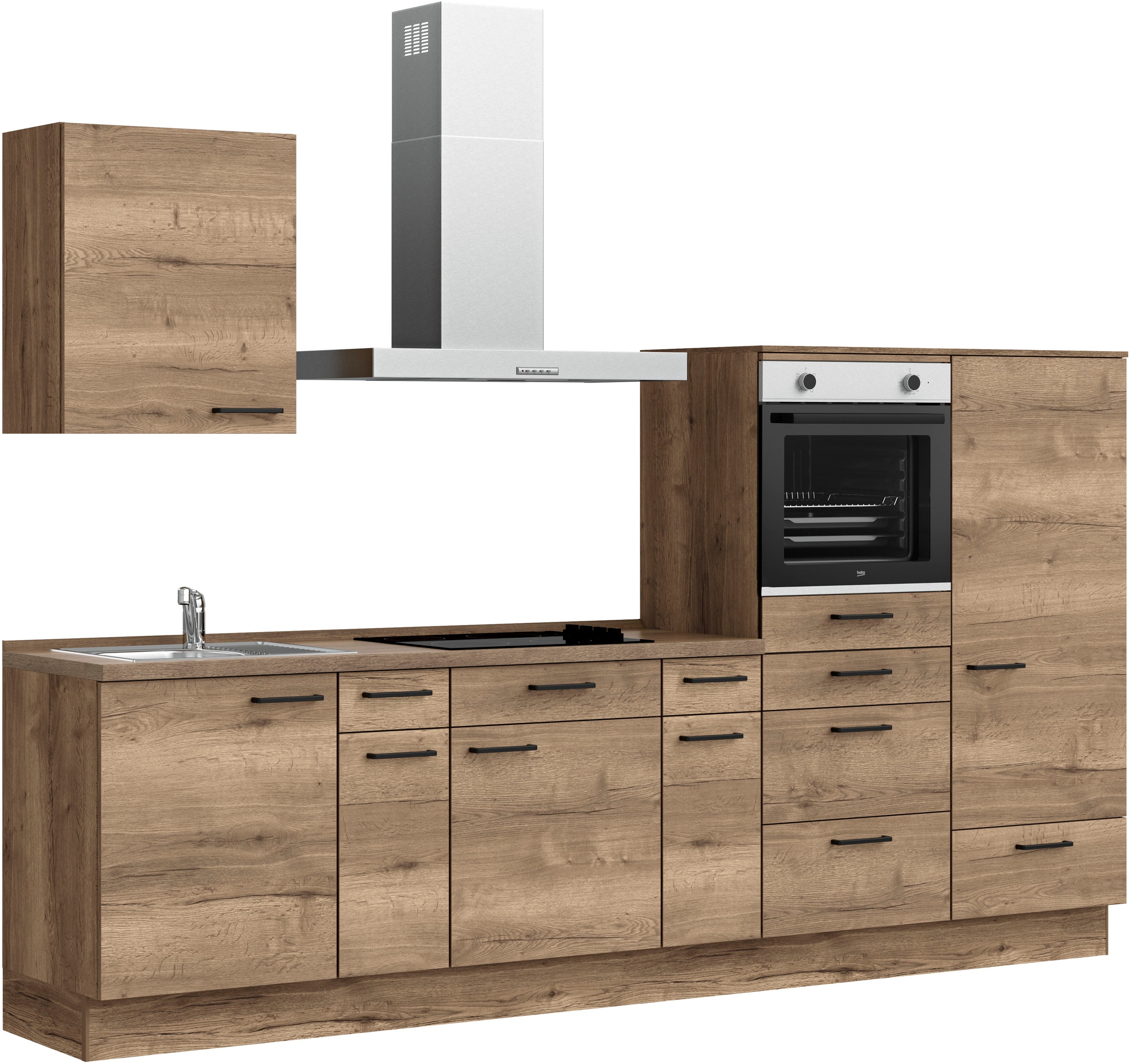 nobilia® Küchenzeile »"Structura I"«, vormontiert, Ausrichtung wählbar, Breite 300 cm, wahlw. mit E-Geräten