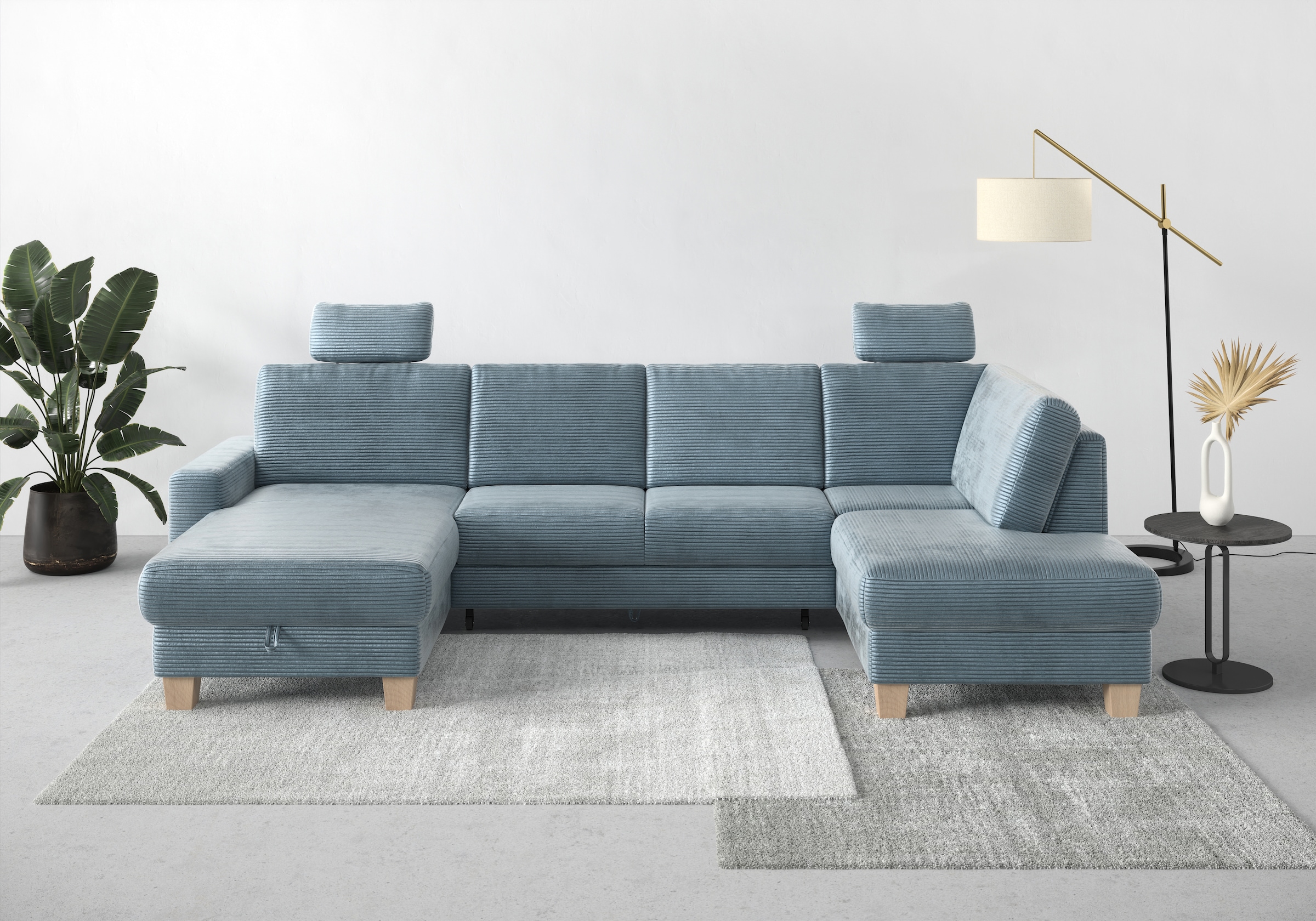OTTO home Wohnlandschaft "Summer U-Form" mit oder ohne Schlaffunktion und Bettkasten, Cord-Bezug