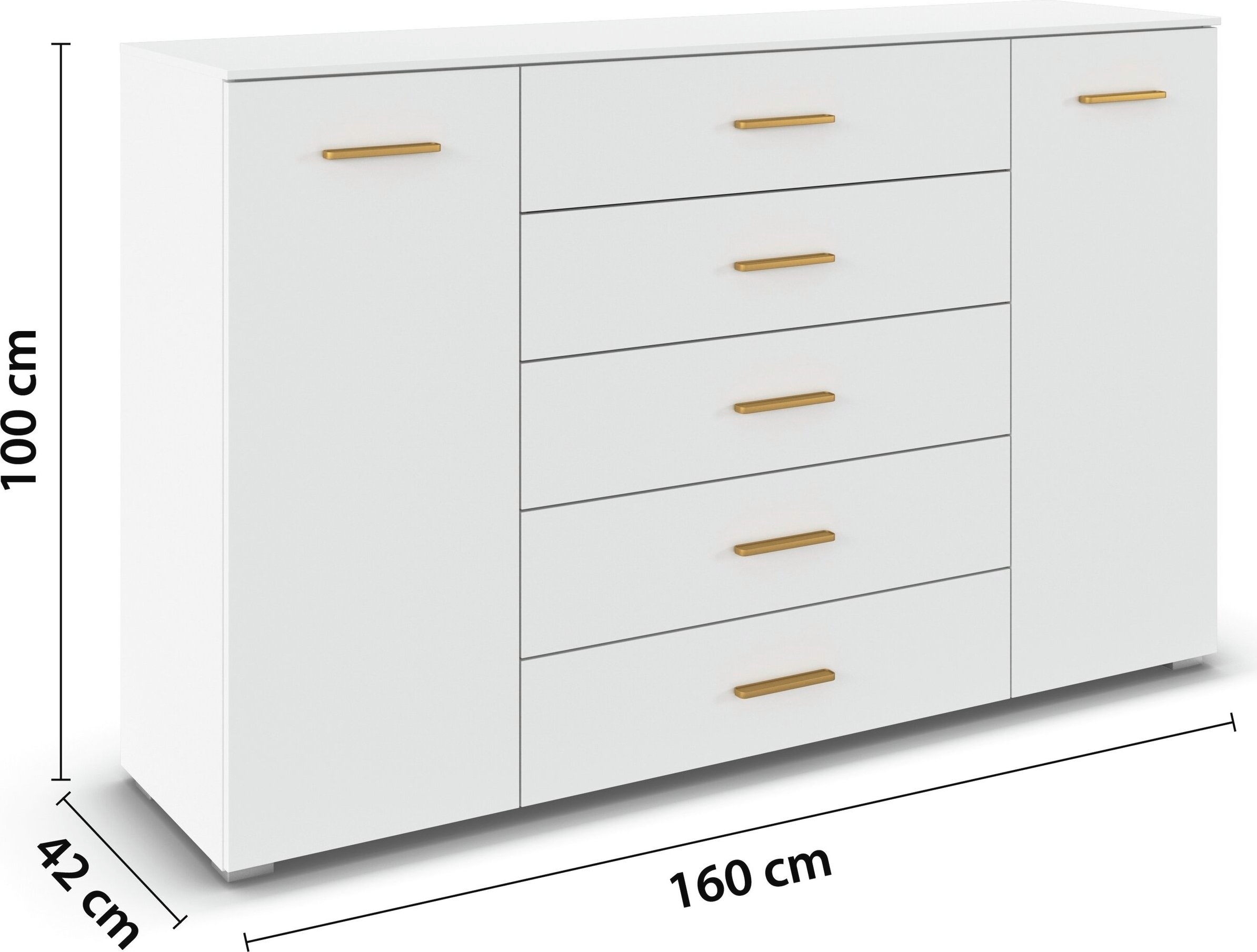 OTTO home Kombikommode »Sideboard Schubkommode Kommode SCHNELLMONTAGESYSTEM ZELLARA« 2-türig 4 geräumige Schubladen, Griffe Gold aus Metall MADE IN GERMANY