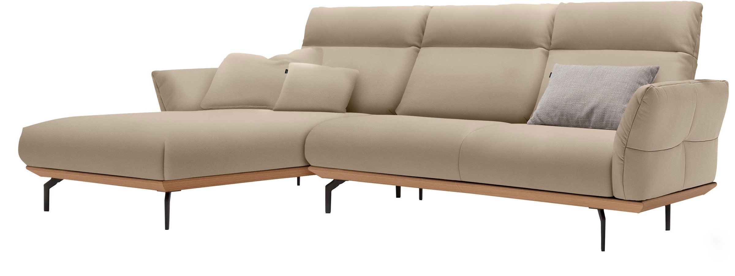 Creation BY ROLF BENZ Ecksofa »CR.460«, Sockel in Eiche, Alugussfüße in umbragrau, Breite 298 cm