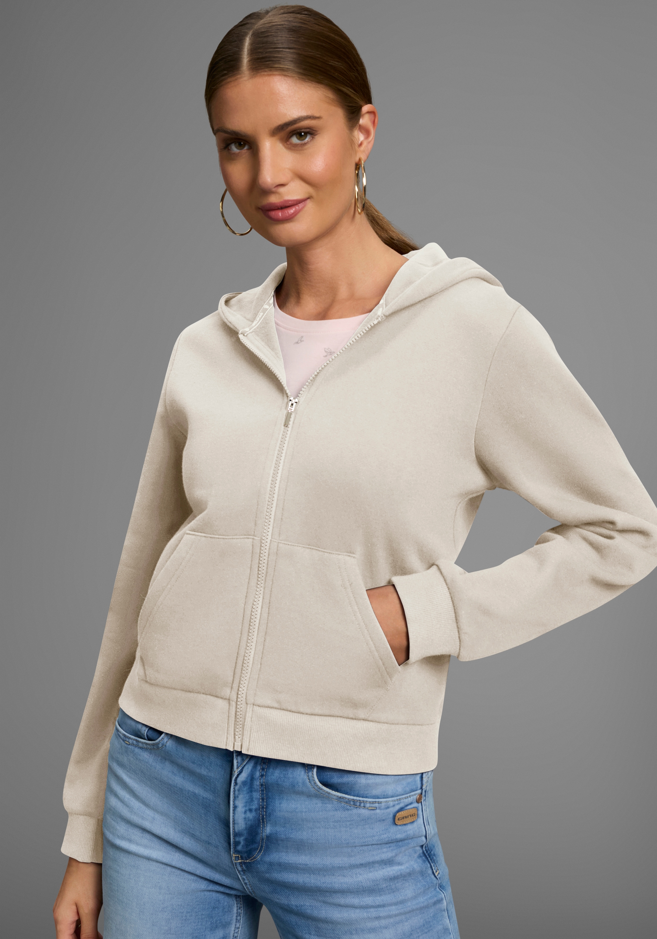 DELMAO Kapuzensweatjacke mit Reißverschluss, Kapuze & Kängurutasche günstig online kaufen