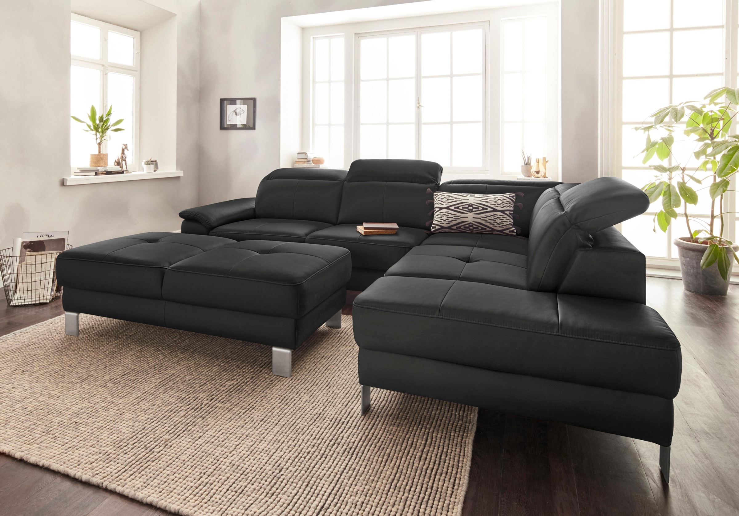 exxpo - sofa fashion Ecksofa »Mantua, L-Form«, mit Kopf- bzw. Rückenverstellung, Bettfunktion u. Bettkasten