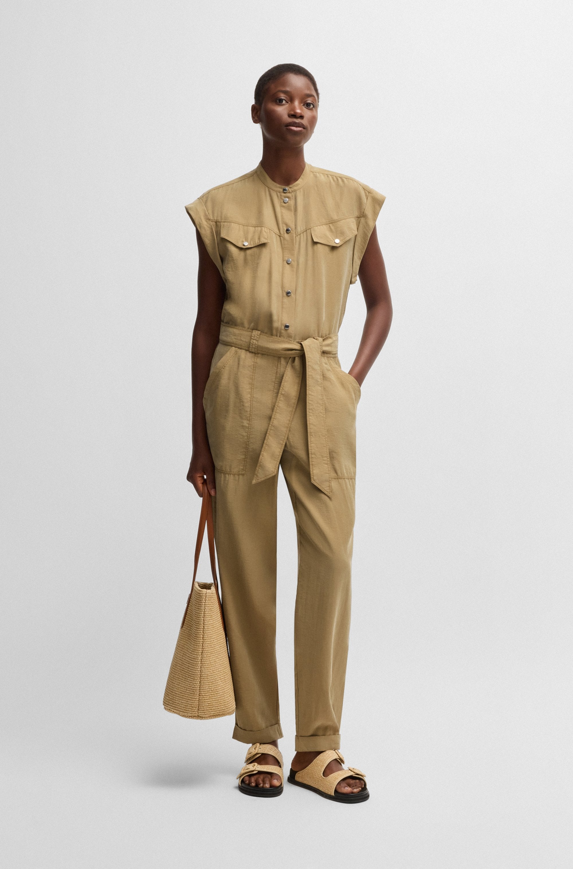 BOSS ORANGE Jumpsuit "Dridy Premium Damenmode", mit Gürtel, Pattentaschen günstig online kaufen
