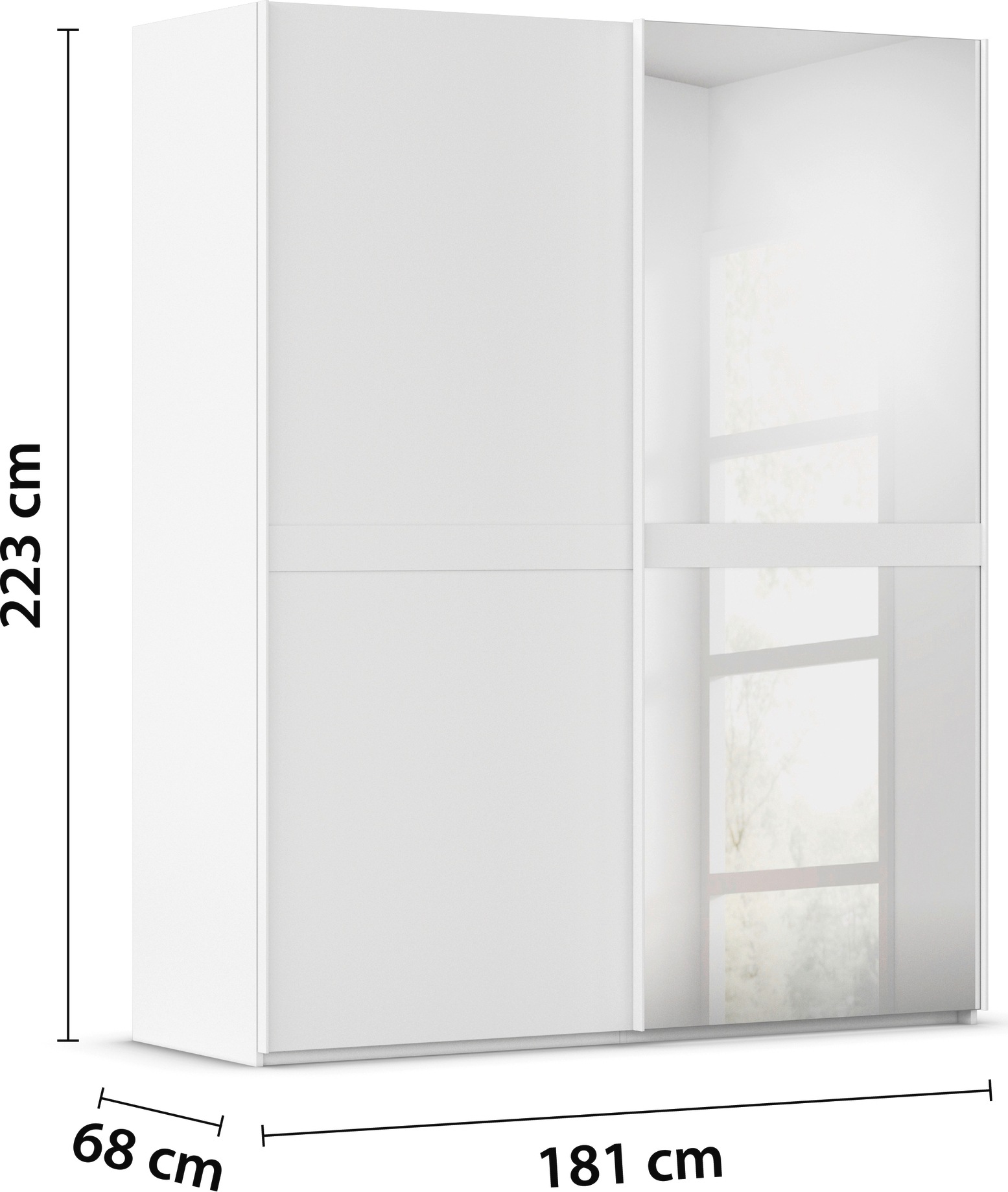 rauch Schwebetürenschrank »Kleiderschrank Schrank Garderobe Schlafzimmerschrank SCALE-LINE«, edle Optik mit Bauchbinde in Korpusfarbe mit Spiegel MADE IN GERMANY