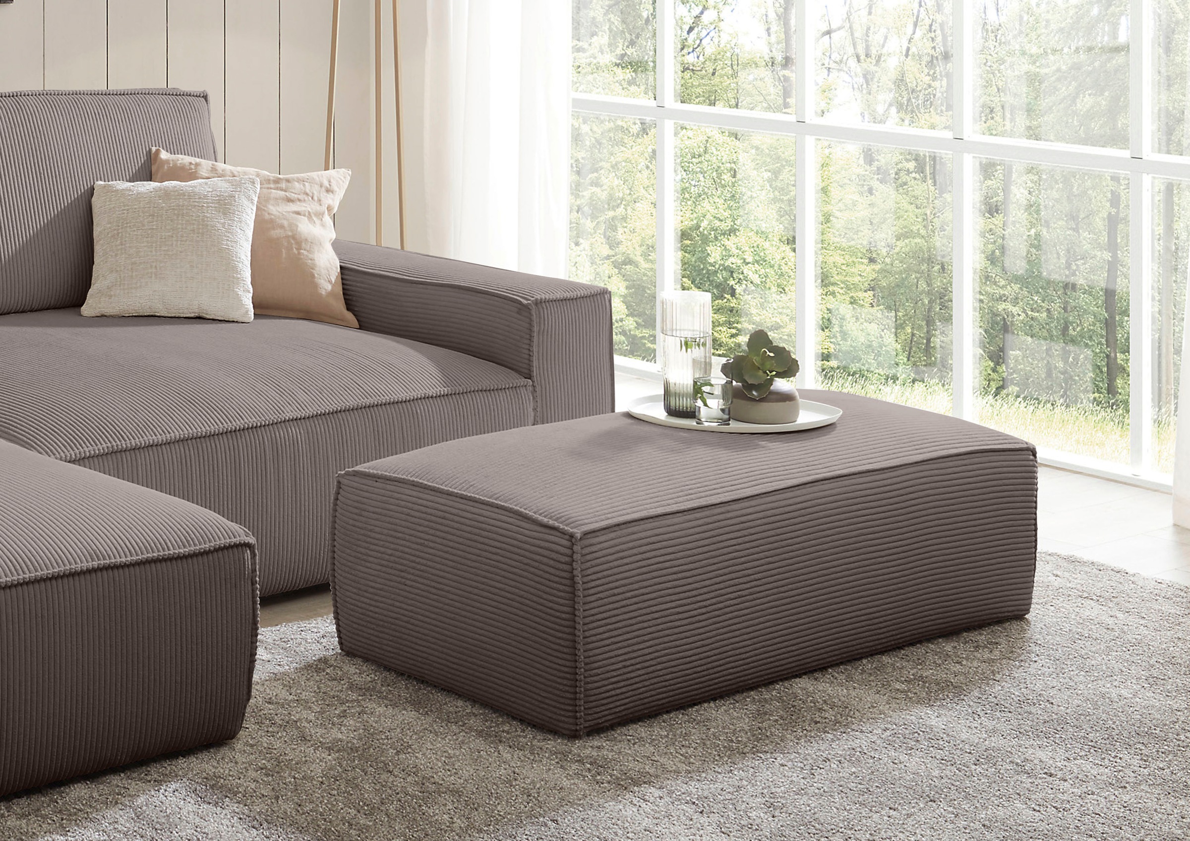 Home affaire Hocker "NEU: SHERWOOD XXL, Polsterhocker, Cord, Webstoff", rec günstig online kaufen