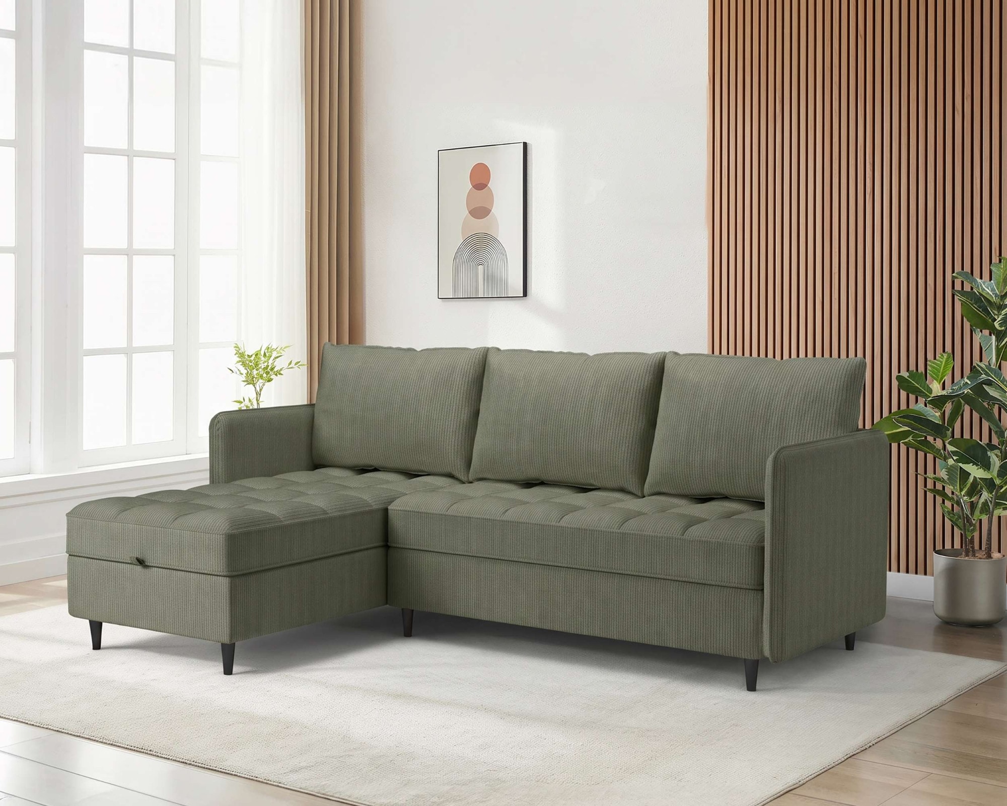 Dorel Home Ecksofa "LINDHUS, Cord, L-Form, Breite 194cm, verschiedene Stellvarianten" Recamiere, Stauraum, Modulsofa