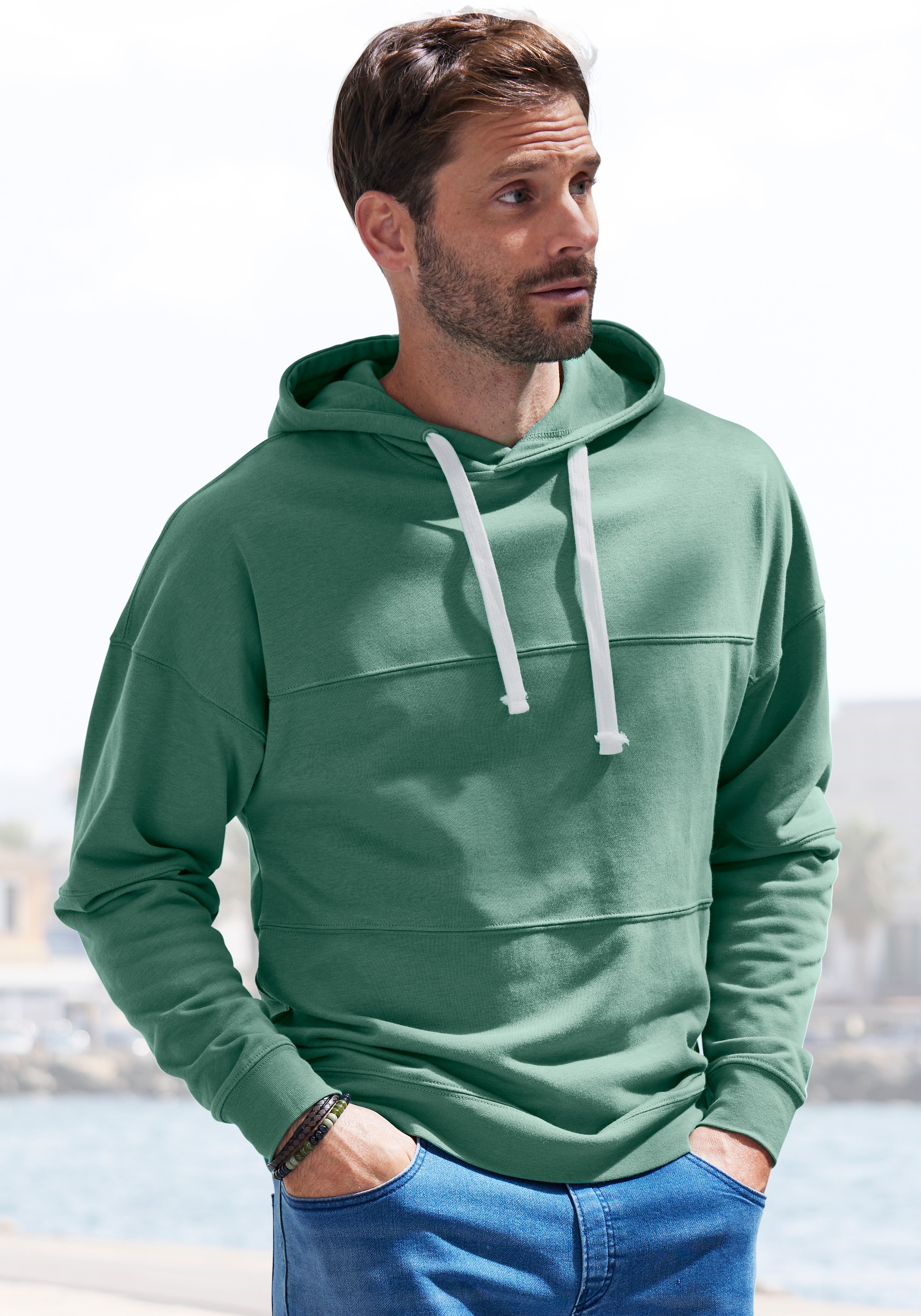 Hoodie, Langarm Sweater mit Kapuze, aus Baumwollmischung