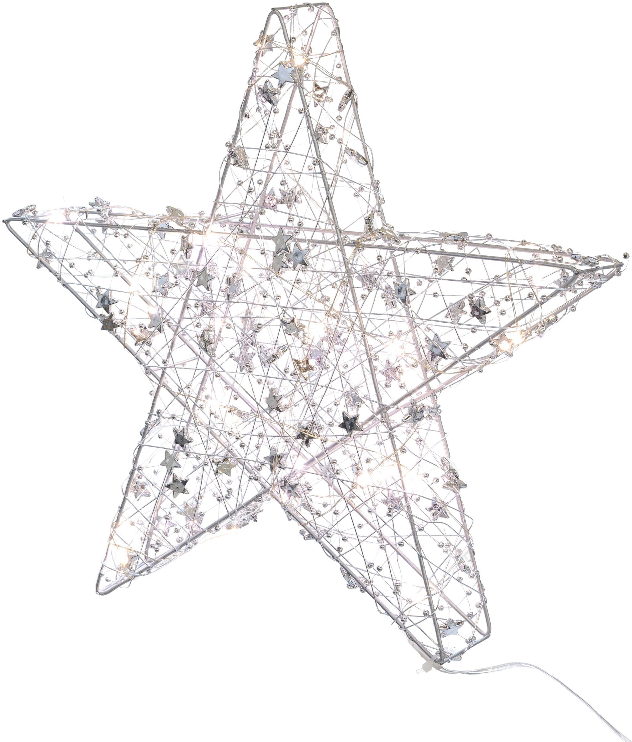 Creativ light Dekostern »Weihnachtsstern, Weihnachtsdeko«, (1 St.), aus Draht, mit 30 LED's, Ø 30 cm, mit Timerfunktion