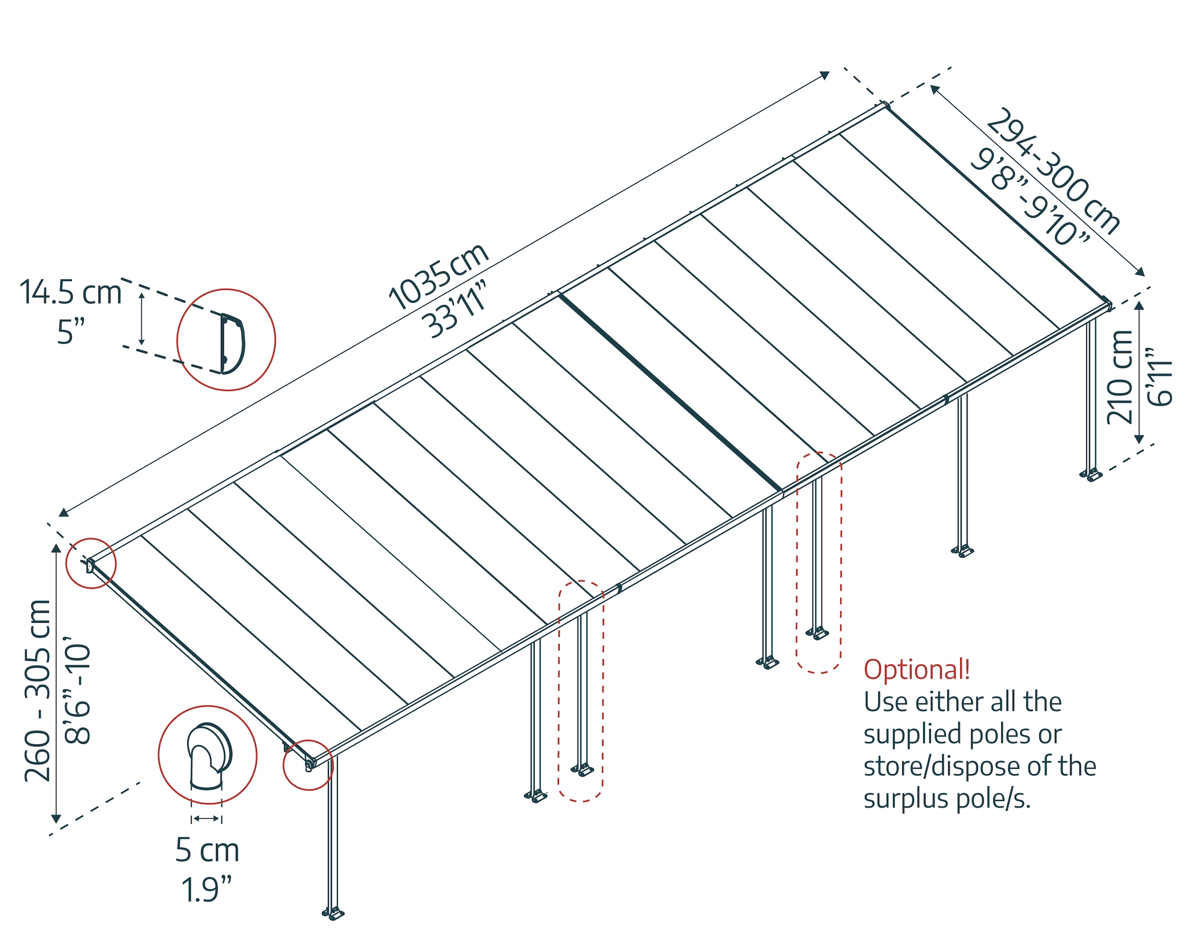 Palram - Canopia Terrassendach »Feria Alu Terrassenüberdachung«, einfache DIY Montage