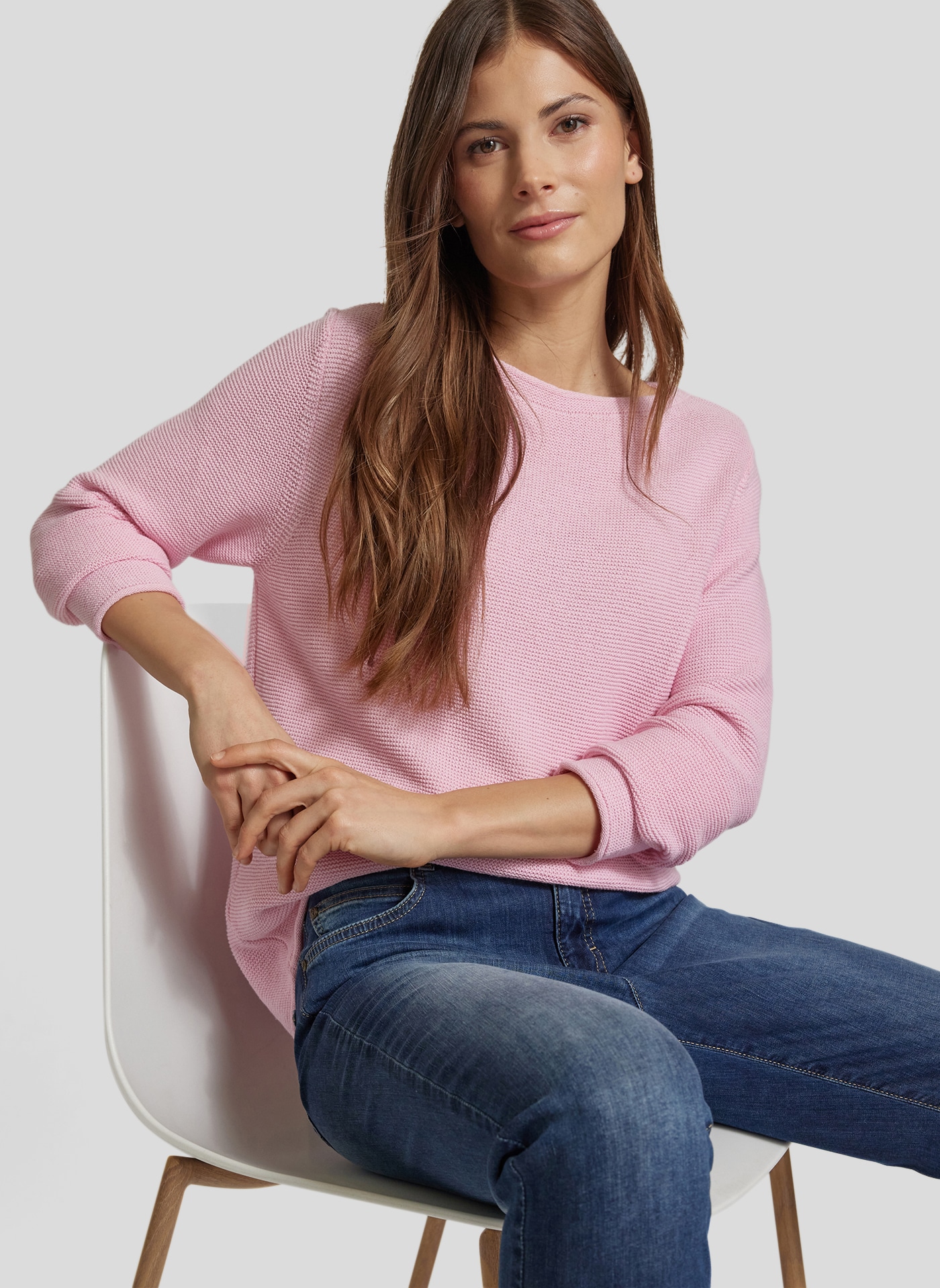 Rabe Rundhalspullover in Struktur-Optik