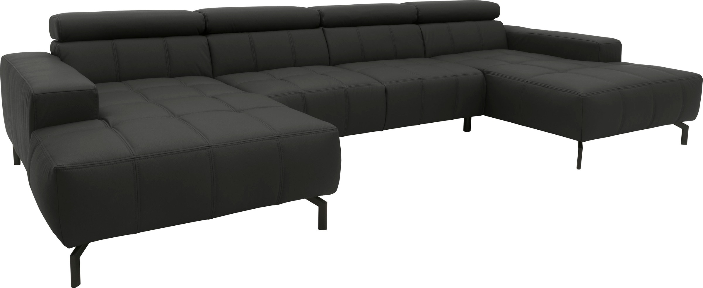 DOMO collection Wohnlandschaft »Cunelli tolle Sitznähte als Designelement, fester Sitzkomfort, U-Form«, wahlweise mit Kopfteilverstellung, bodenfrei