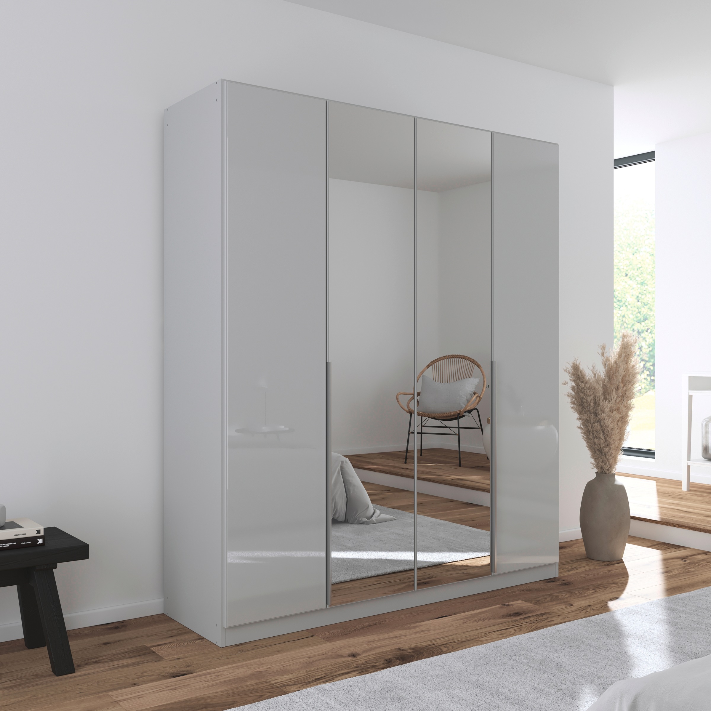 rauch Drehtürenschrank »Kleiderschrank Kleiderschränke Schrank Garderobe AGORDO mit Glasfront«, (in zwei Griff-Farben), durchdachte Innenausstattung, in 6 Breiten und 2 Höhen MADE IN GERMANY