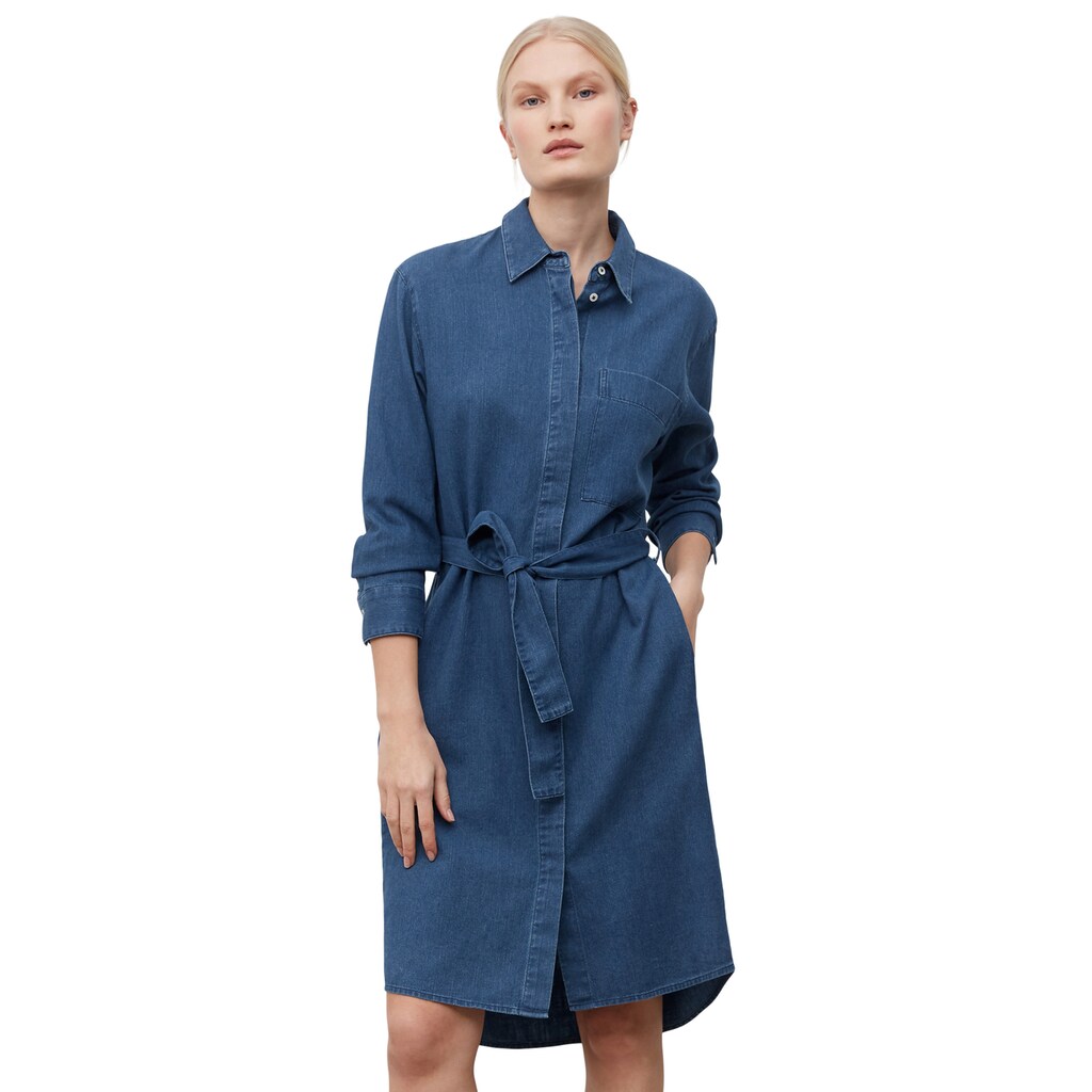 Damenmode Kleider Marc O'Polo Blusenkleid »aus reinem Organic Cotton« blau