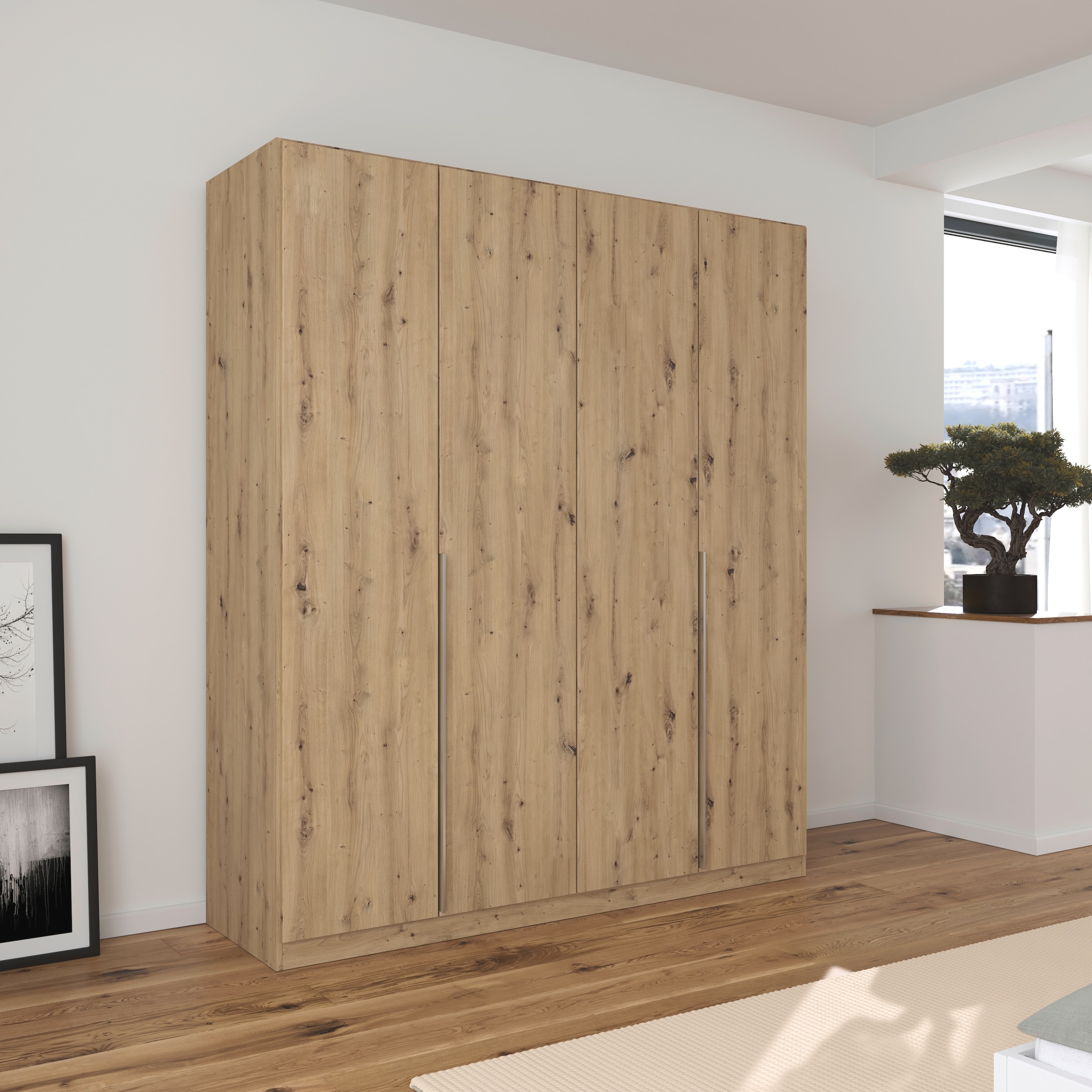 rauch Drehtürenschrank »Kleiderschrank Schrank Garderobe AGORDO TOPSELLER Schlafzimmer«, (in zwei Griff-Farben mit Dekor- oder Hochglanzfront), durchdachte Innenausstattung, in 6 Breiten und 2 Höhen MADE IN GERMANY