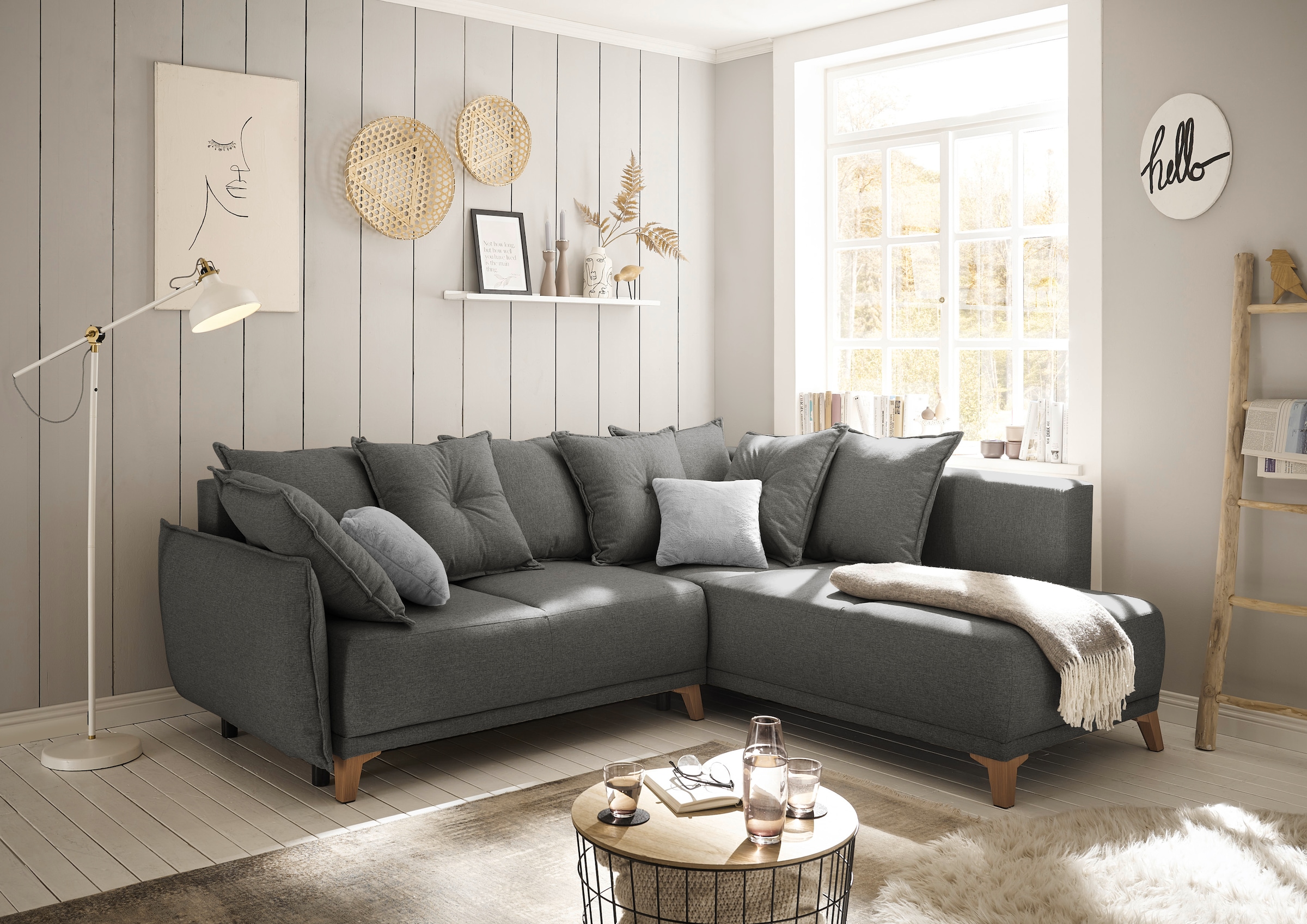ED EXCITING DESIGN Ecksofa "Pamplona L-Form", mit Bettfunktion, Bettkasten günstig online kaufen