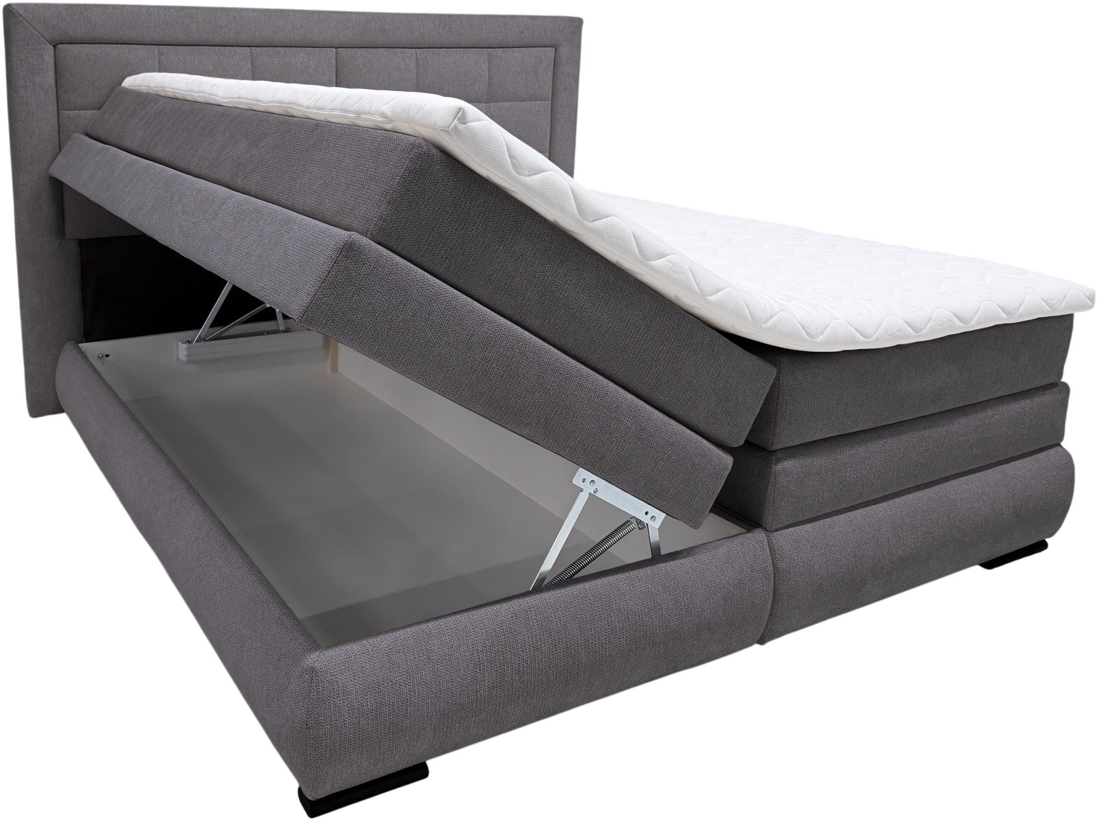 OTTO home Boxspringbett »MIVVA in der Breite 180cm, inkl. Bettkasten und Topper« in H3, H4 oder Hmix H3/H4, wahlweise mit oder ohne LED-Leuchten