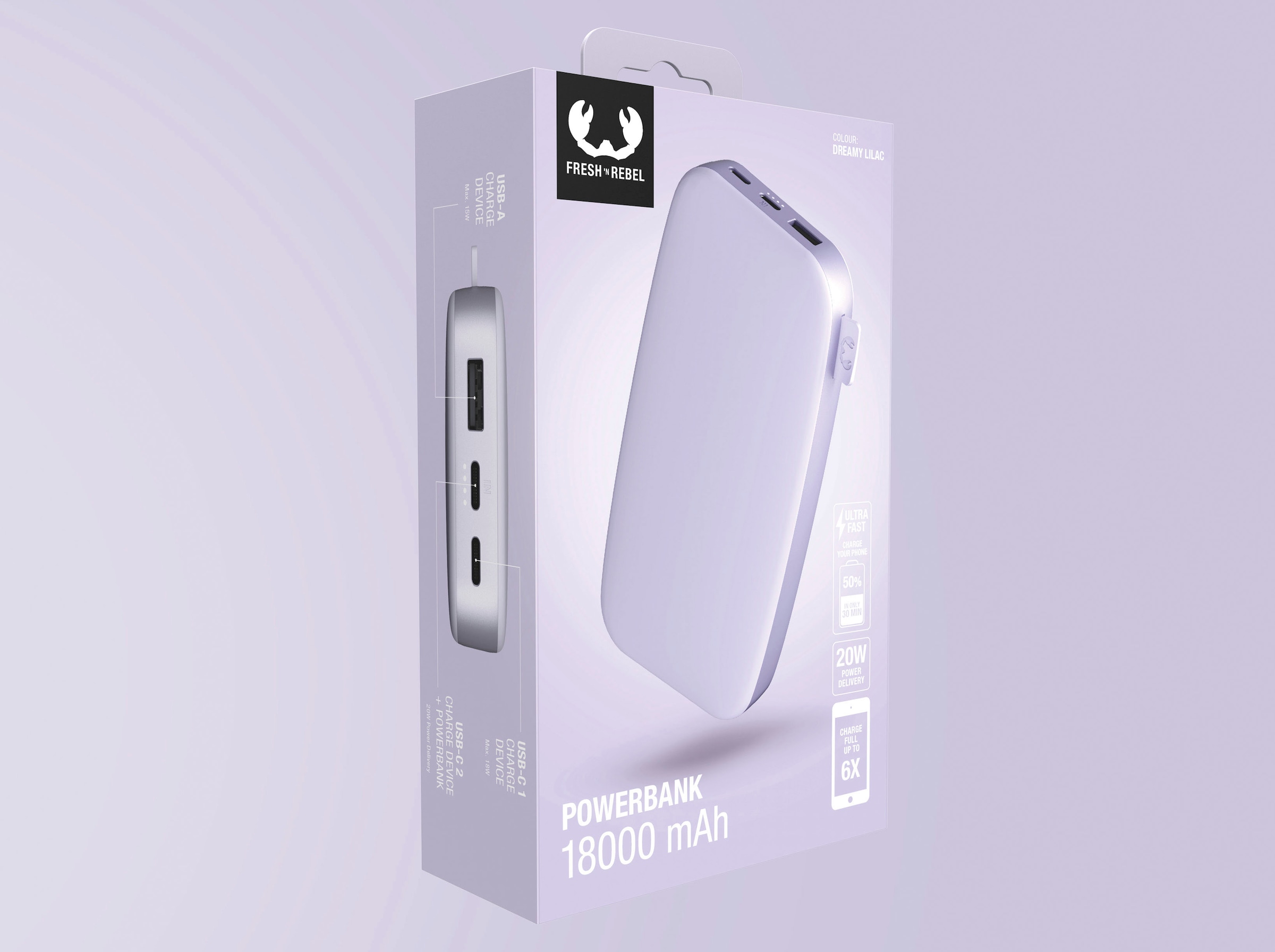 Fresh´n Rebel Powerbank »Power Pack 18000mAh mit USB-C, Ultra Fast Charge & 20W PD«