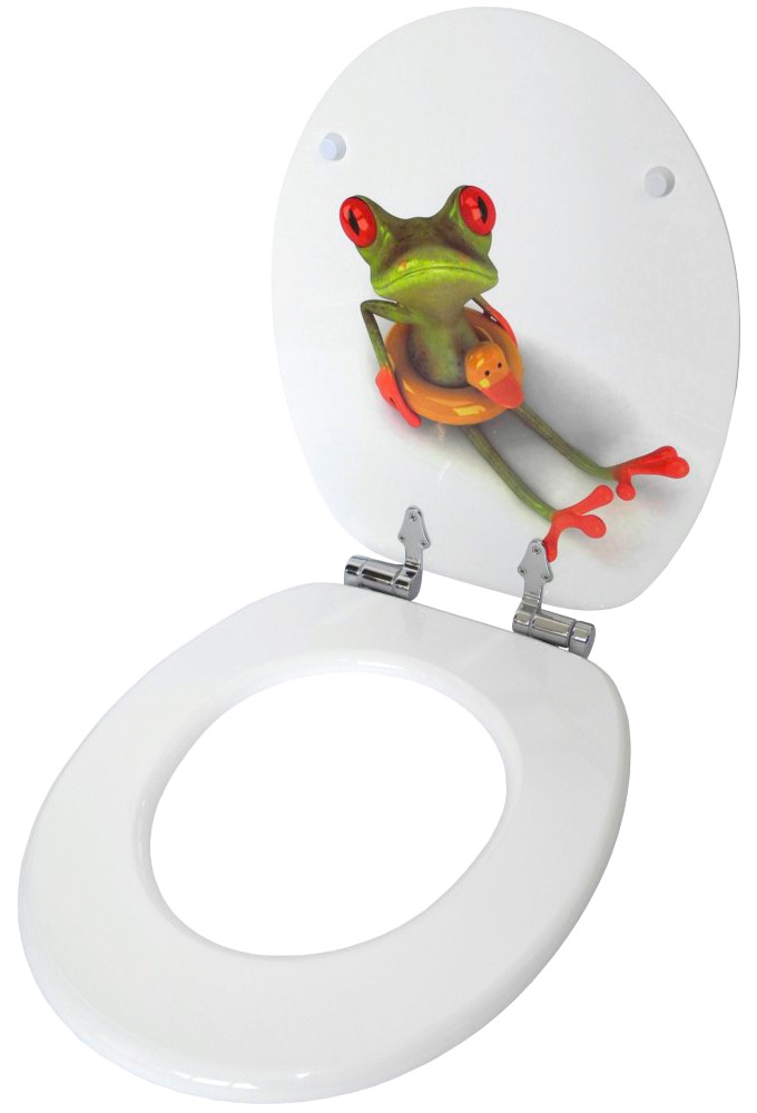 Sanilo Badaccessoire-Set »Froggy«, (Komplett-Set, 3 tlg.), bestehend aus WC-Sitz, Badteppich und Waschbeckenstöpsel