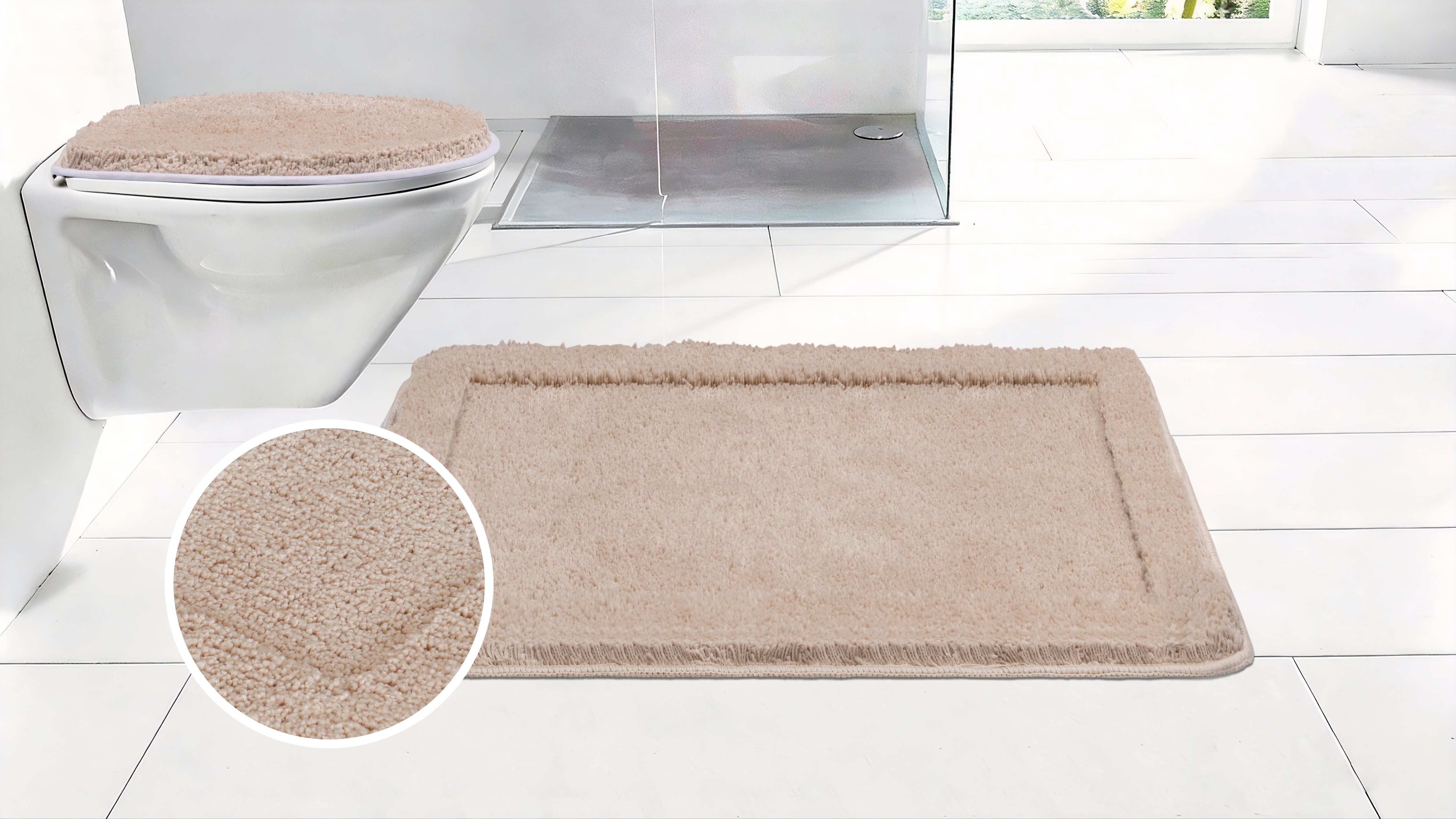 OTTO home Badematte "Sanremo mit Rahmen, Badvorleger, Badezimmer, sehr weich, Hoch-Tief" Höhe 25 mm rutschhemmend beschichtet fußbodenheizungsgeeignet schnell trocknend Badteppich, unifarben, rechteckig und als 3-tlg. Set erhältlich