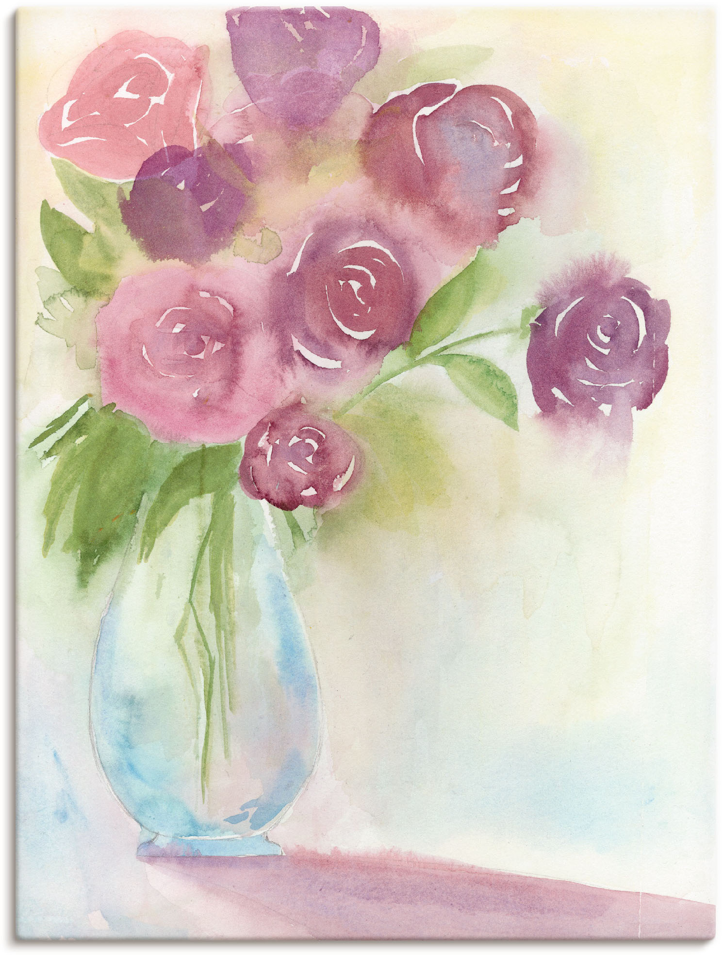 Artland Leinwandbild "Leuchtener Strauß II" Blumen 1 Stk. tlg. auf Holzrahmen gespannt