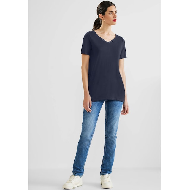 STREET ONE Spitzenshirt, in Unifarbe online bestellen | BAUR