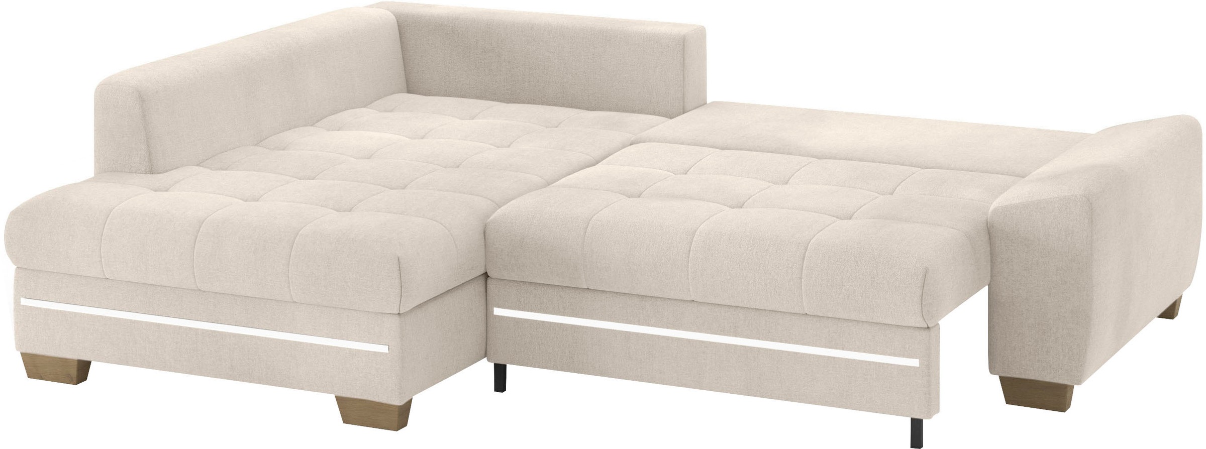 Mr. Couch Ecksofa »Nikita II, L-Form«, mit Kaltschaum, RGB-LED Beleuchtung, wahlweise mit Bett, Bettkasten