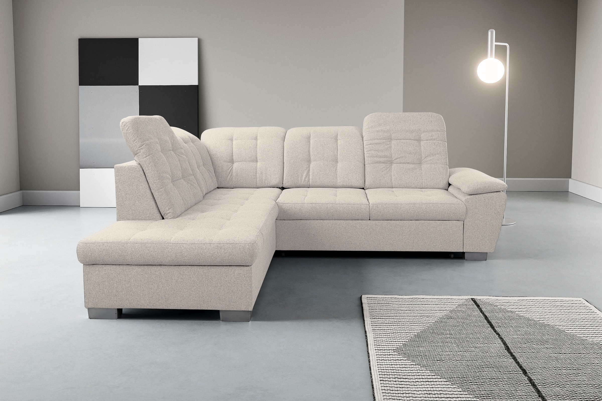 WERK2 Ecksofa "Bonny inkl. Kopfteilverstellung, Bettfunktion, Stauraum, L-F günstig online kaufen