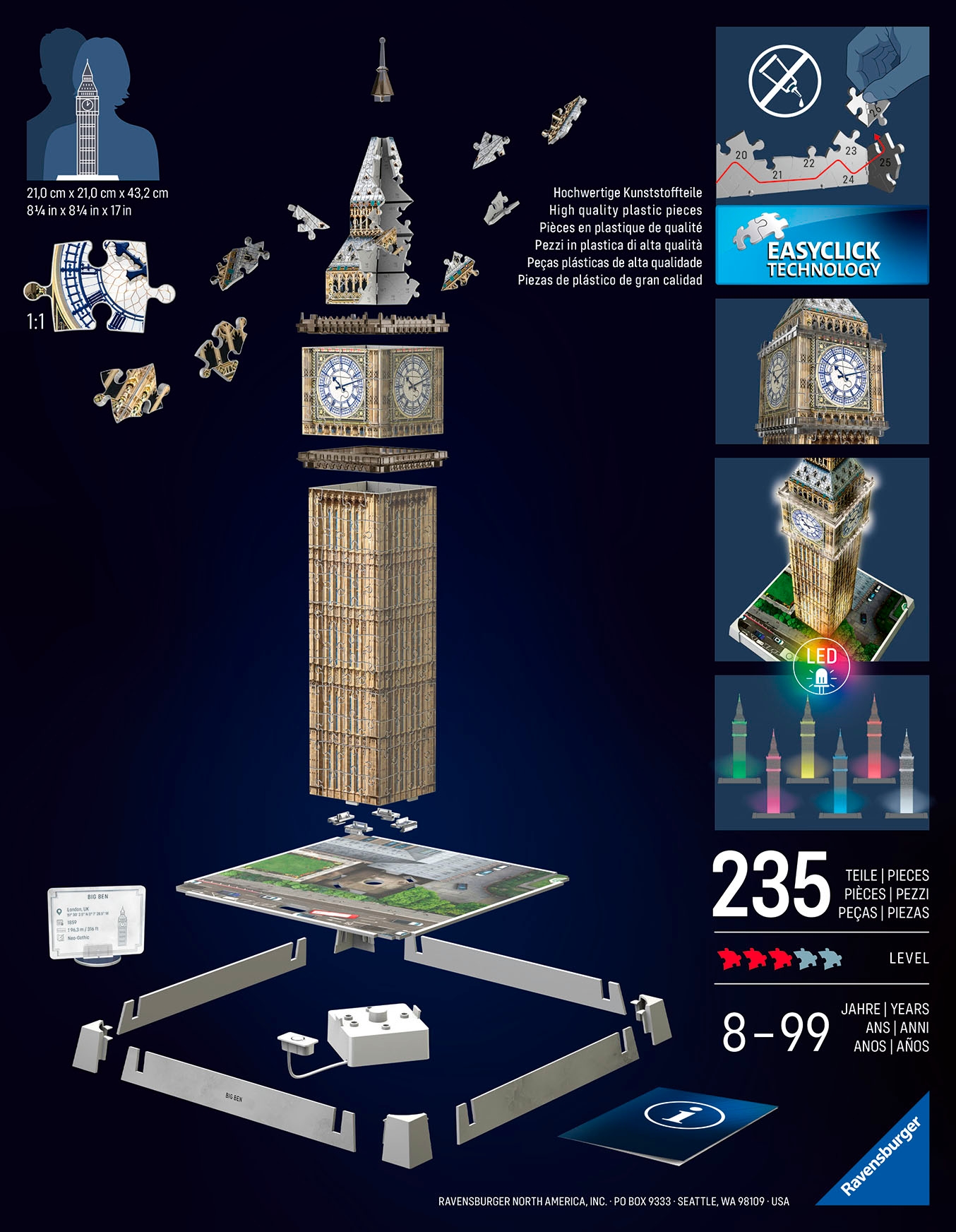 Ravensburger 3D-Puzzle »Iconics: Big Ben - mit Licht«, Made in Europe