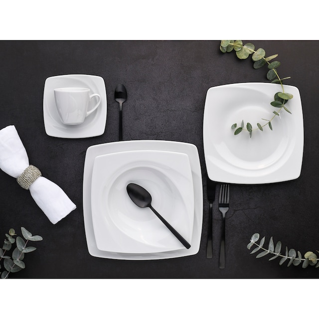 CreaTable Kombiservice »Geschirr-Set Celebration«, (Set, 30 tlg.,  Kaffeeservice und Tafelservice im Set, für 6 Personen), Service, weiß,  spülmaschinenfest, 30 Teile, für 6 Personen | BAUR